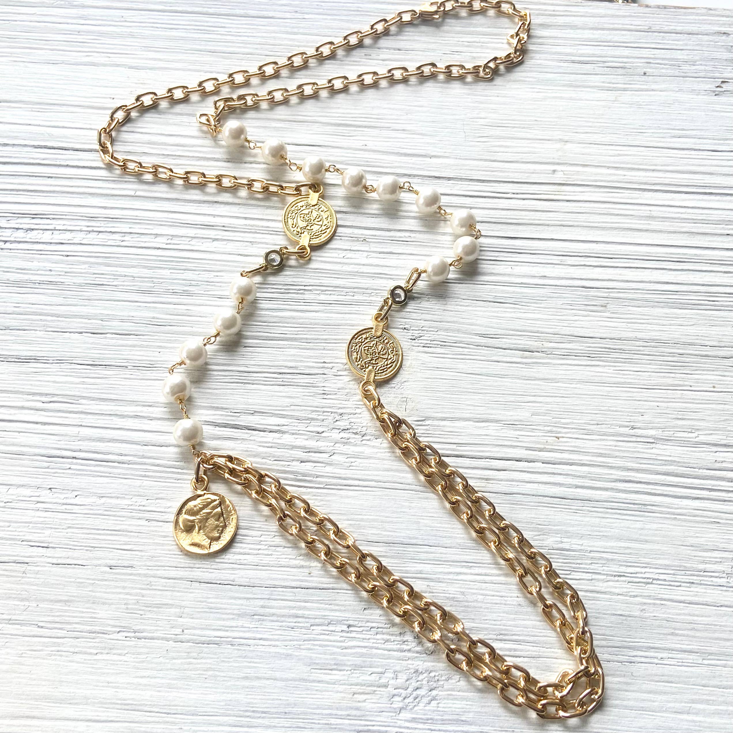 Coin & Pearl Necklace
