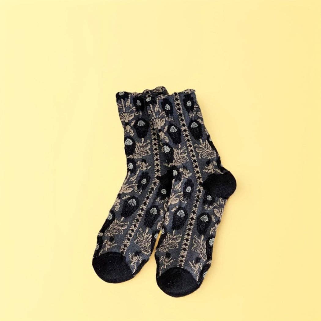 Oil Painting Floral Socks