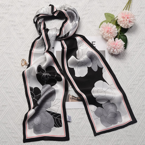 Print Silk Skinny Scarf