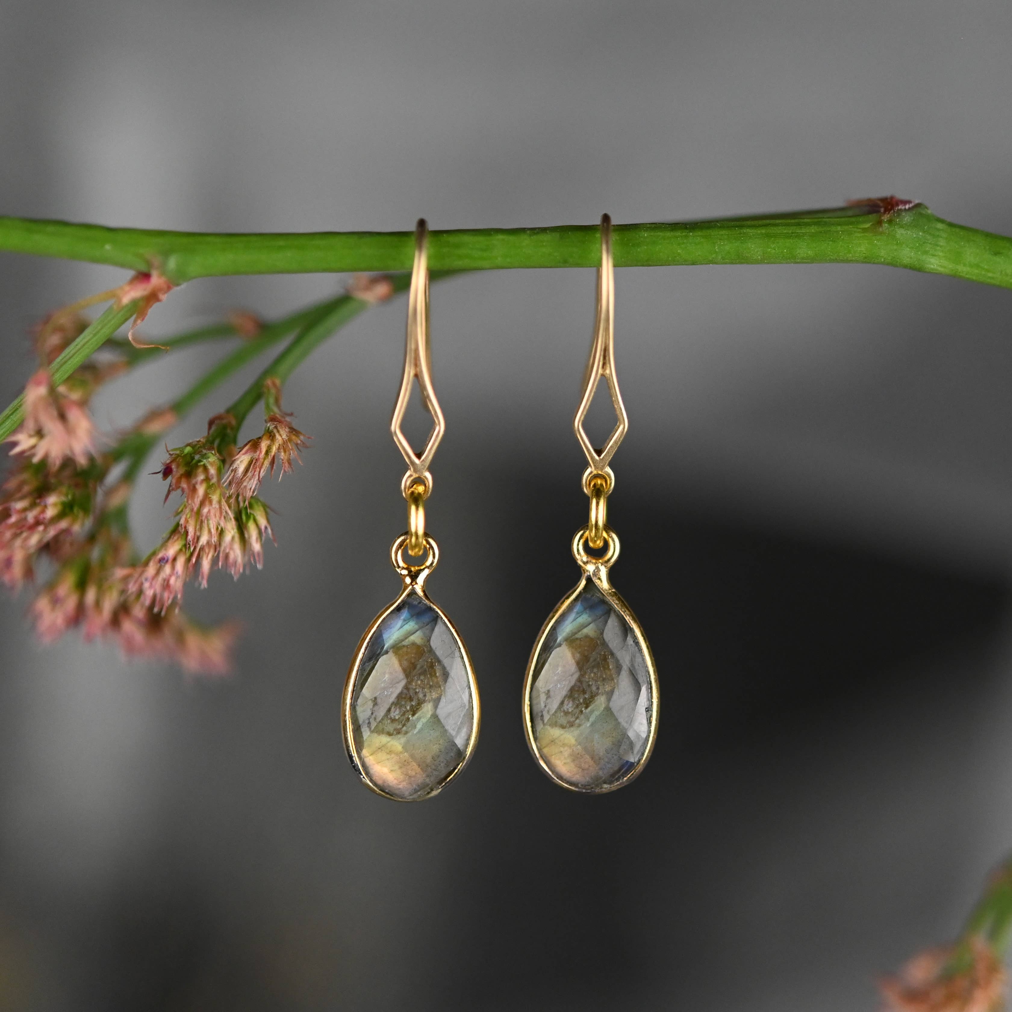 Diamond Hook w/Stone Earrings