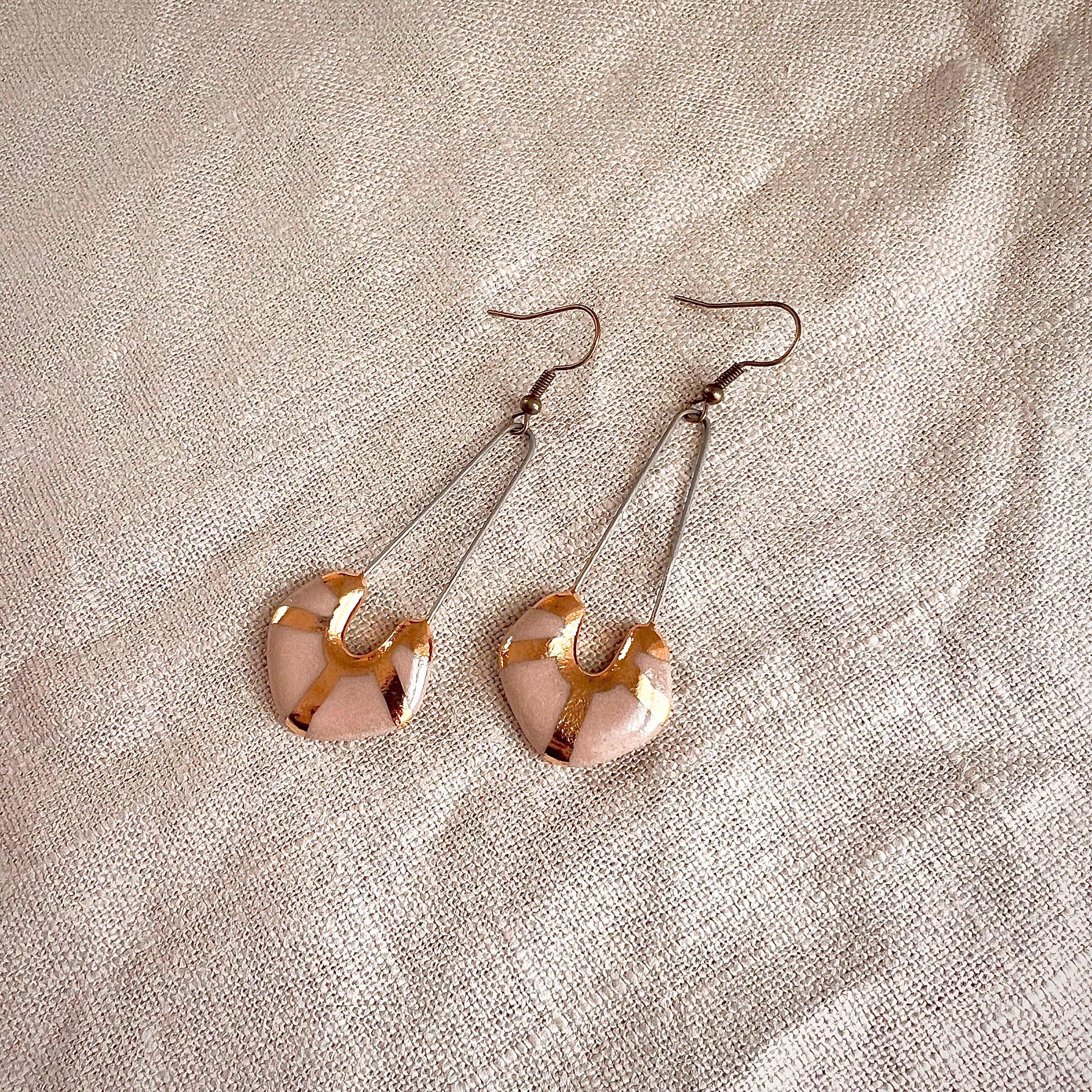 Gold Accent Pink Earrings