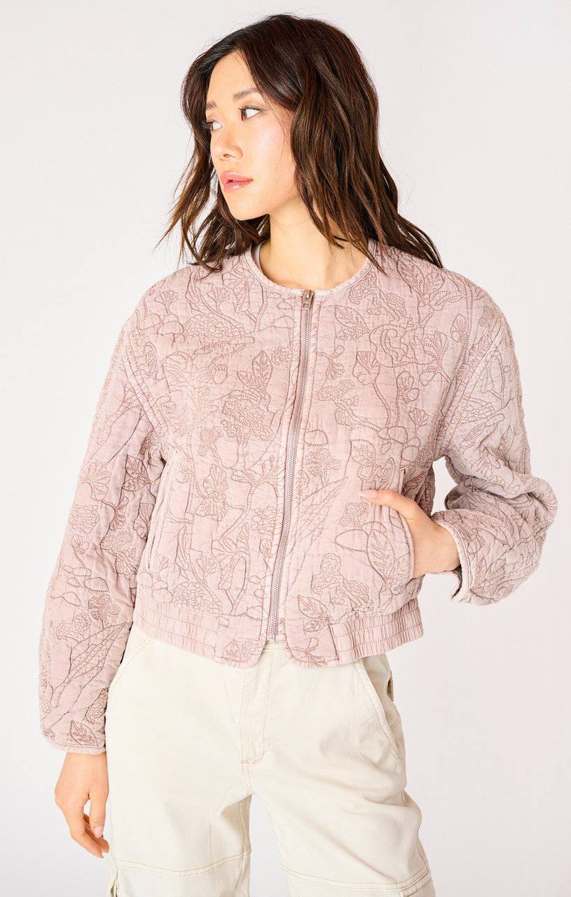 LS FLORAL QUILTED BOMBER JACKET