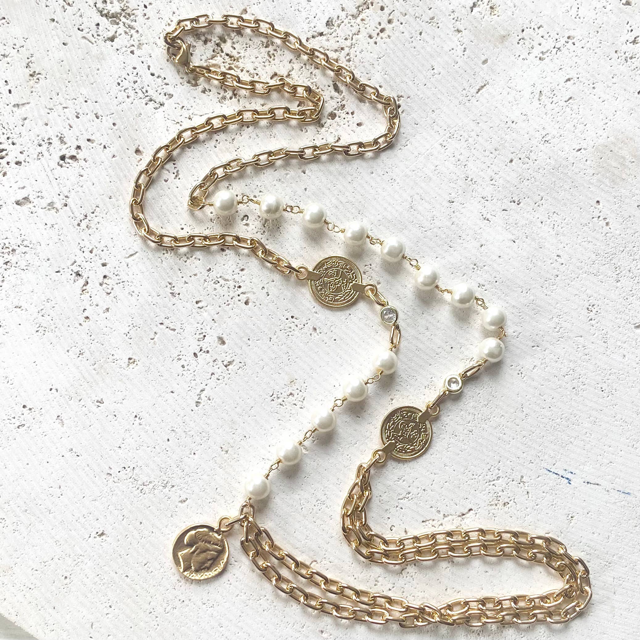Coin & Pearl Necklace
