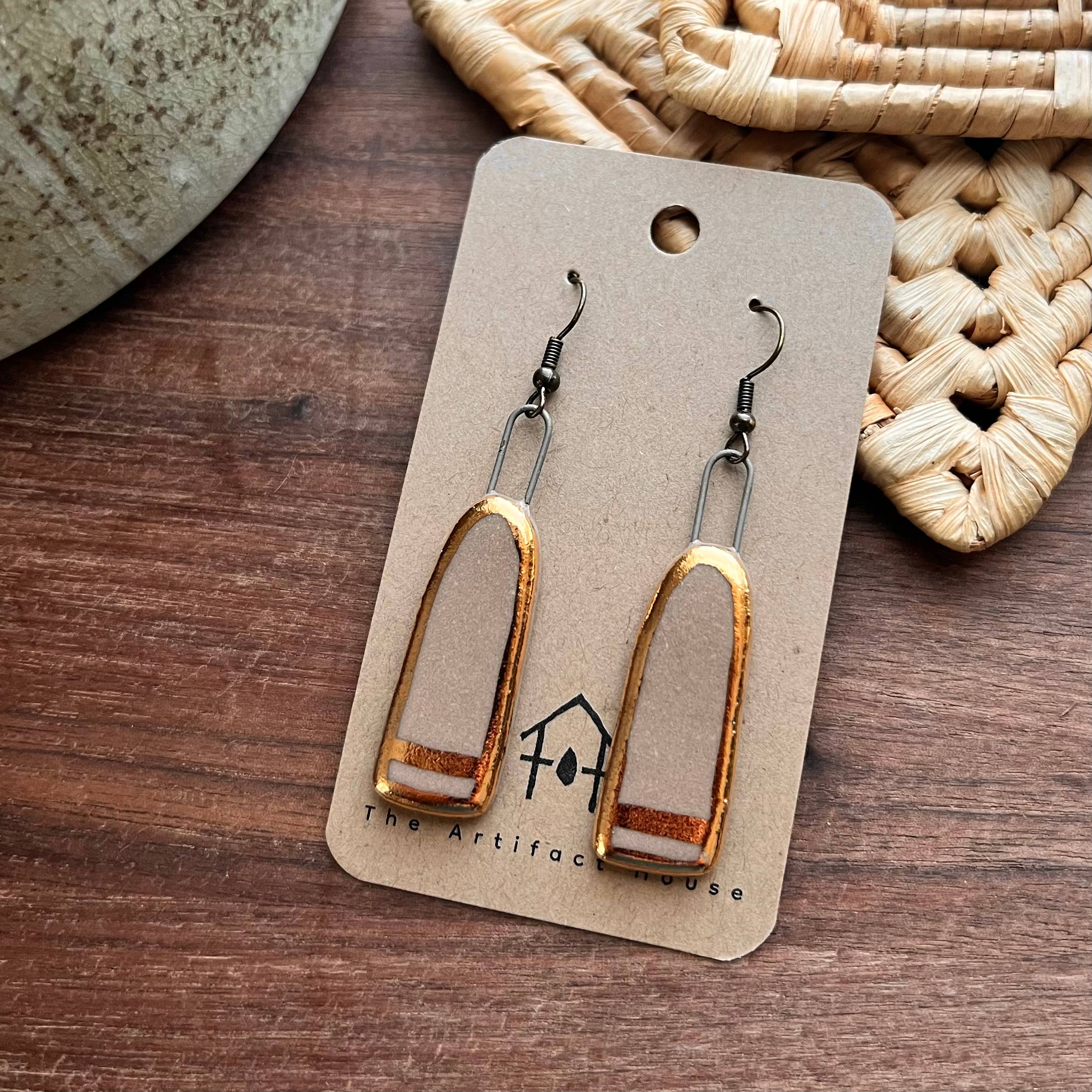Pink Simple Gold Lined Earrings