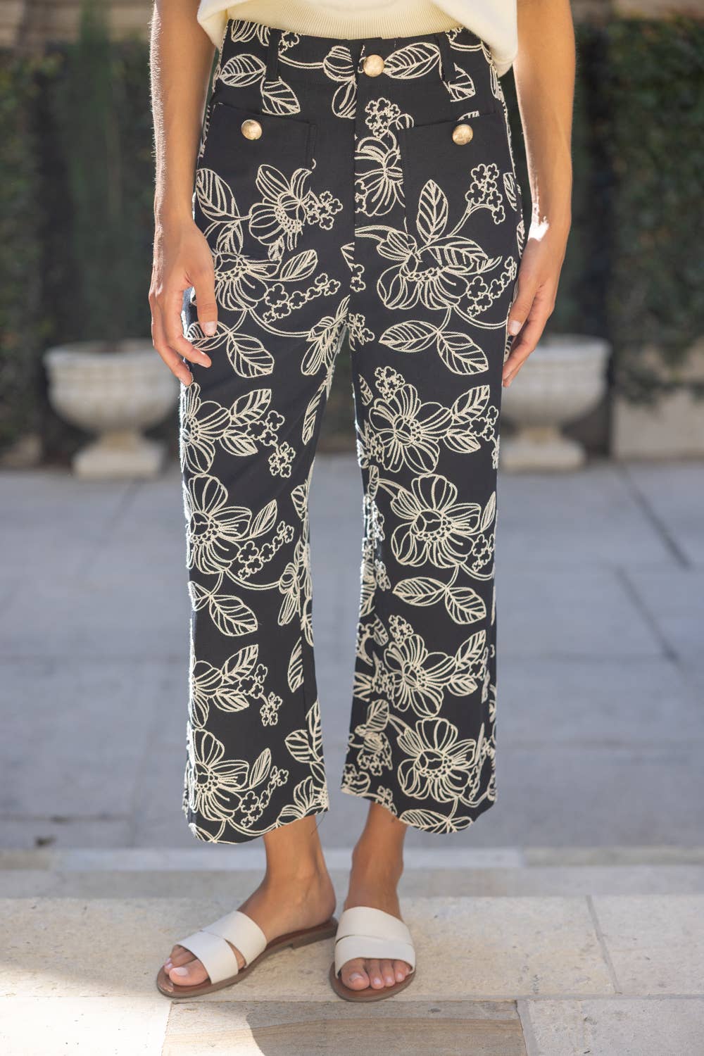 Floral Embroidered Pants