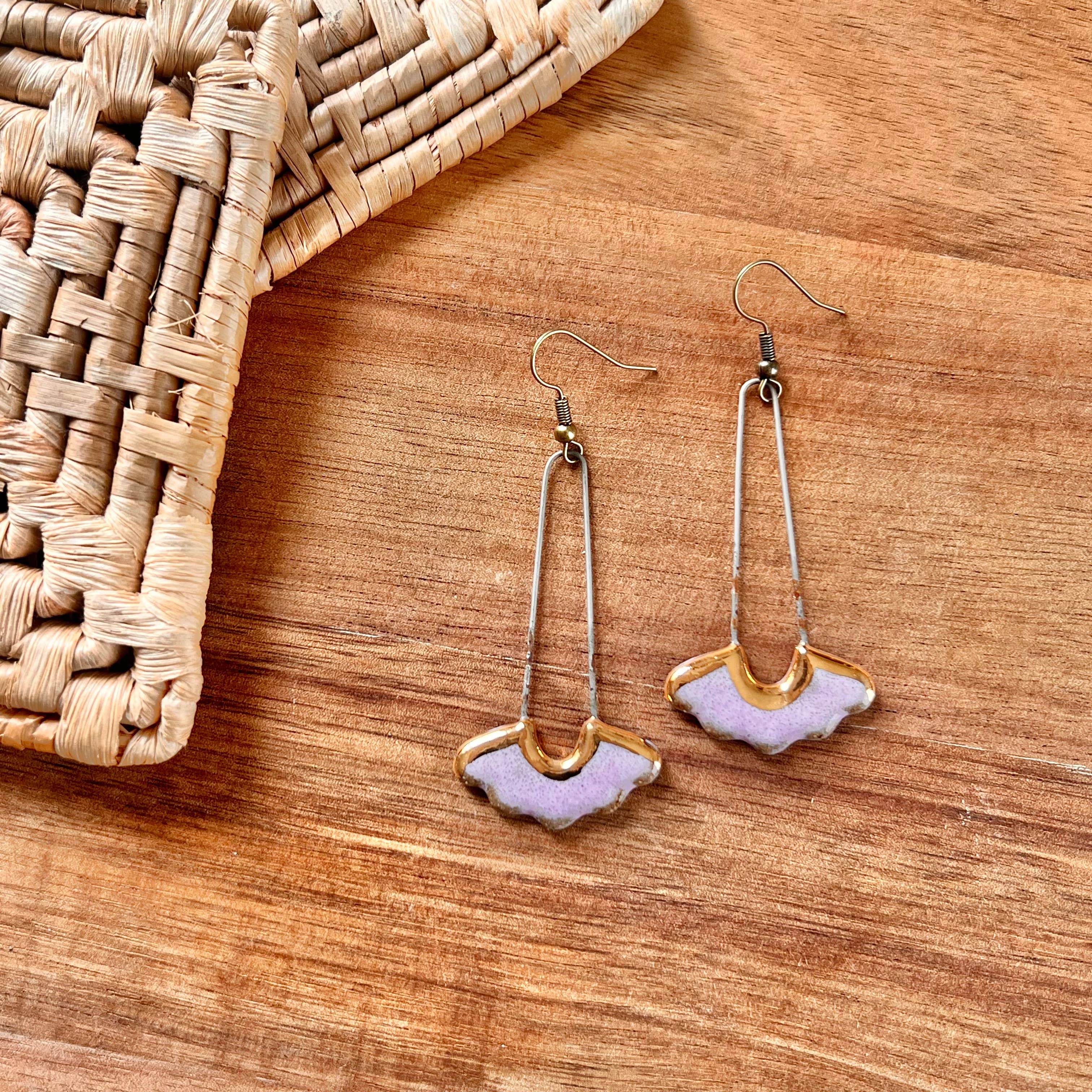 Glossy Lavender Ceramic Earrings