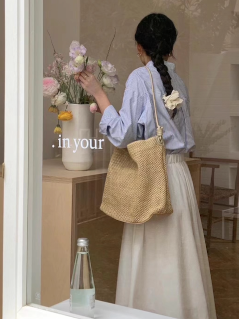 Straw Tote Shoulder Bag