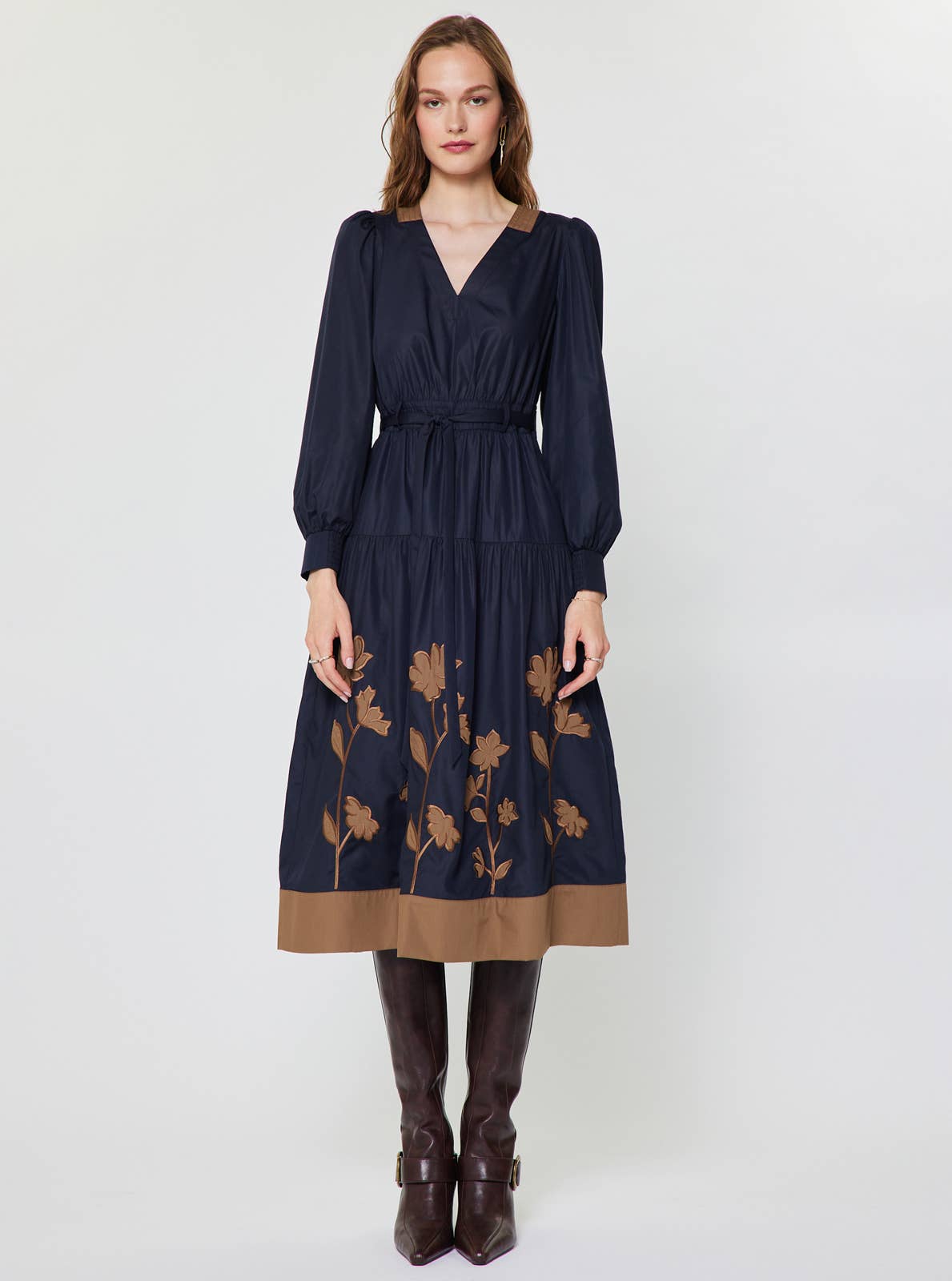 Floral Embroidered A-line Dress