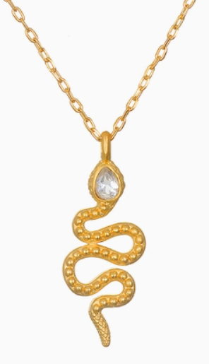 18" White Topaz Dot Snake Pendant Necklace