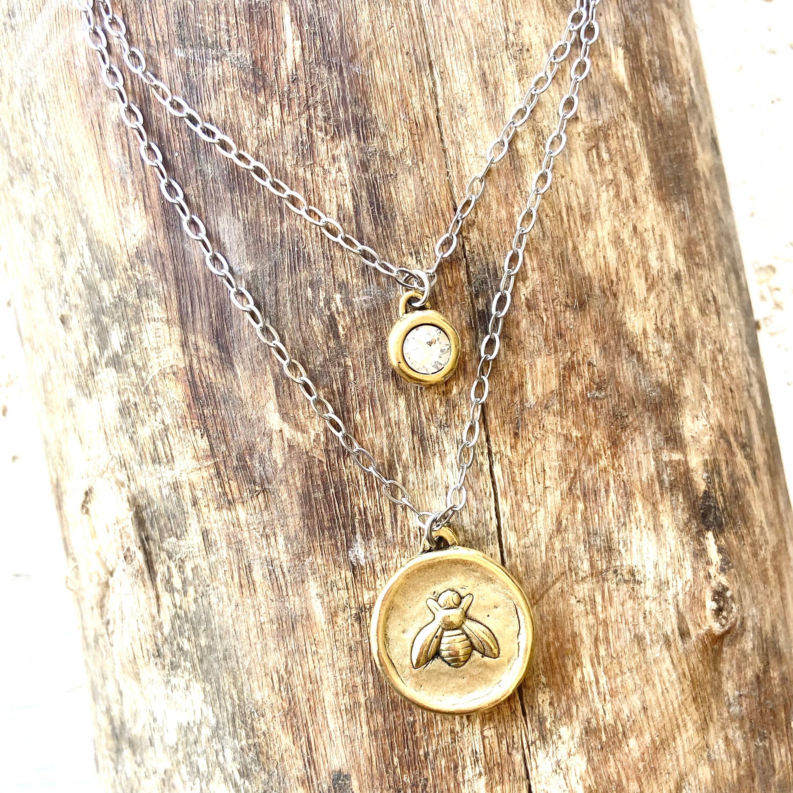 Bee fleur de lys necklace