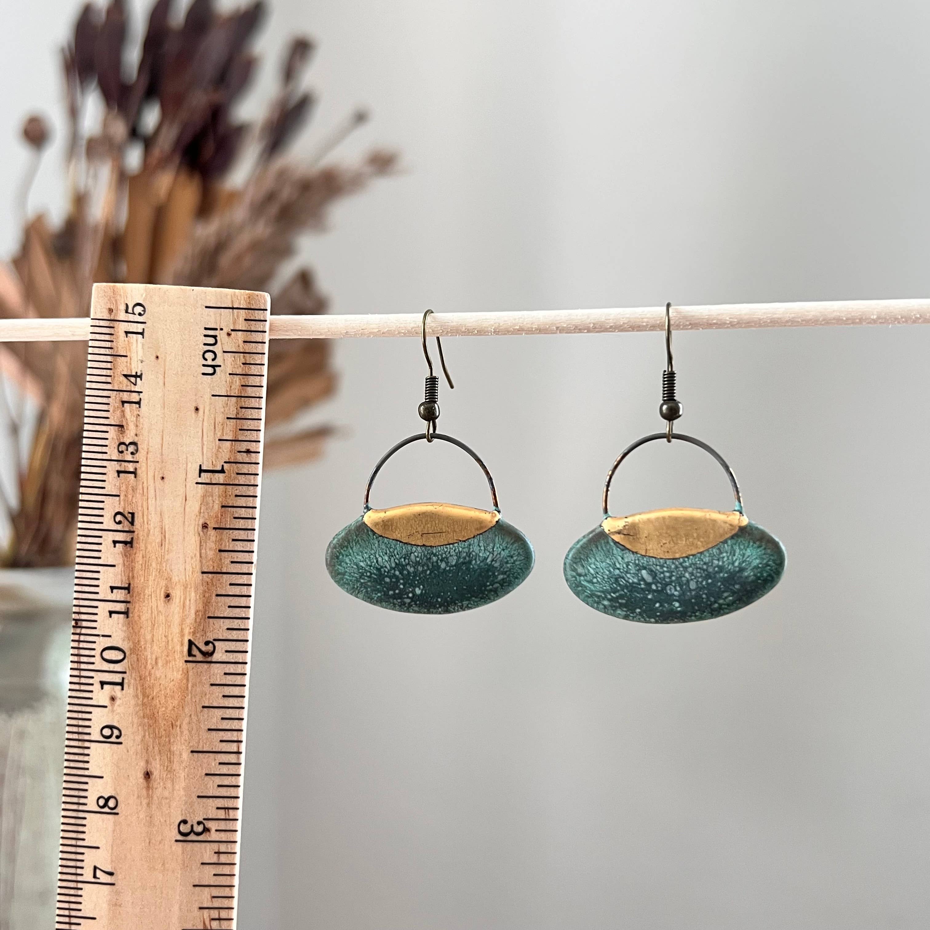 Patina Green Oval Earrings