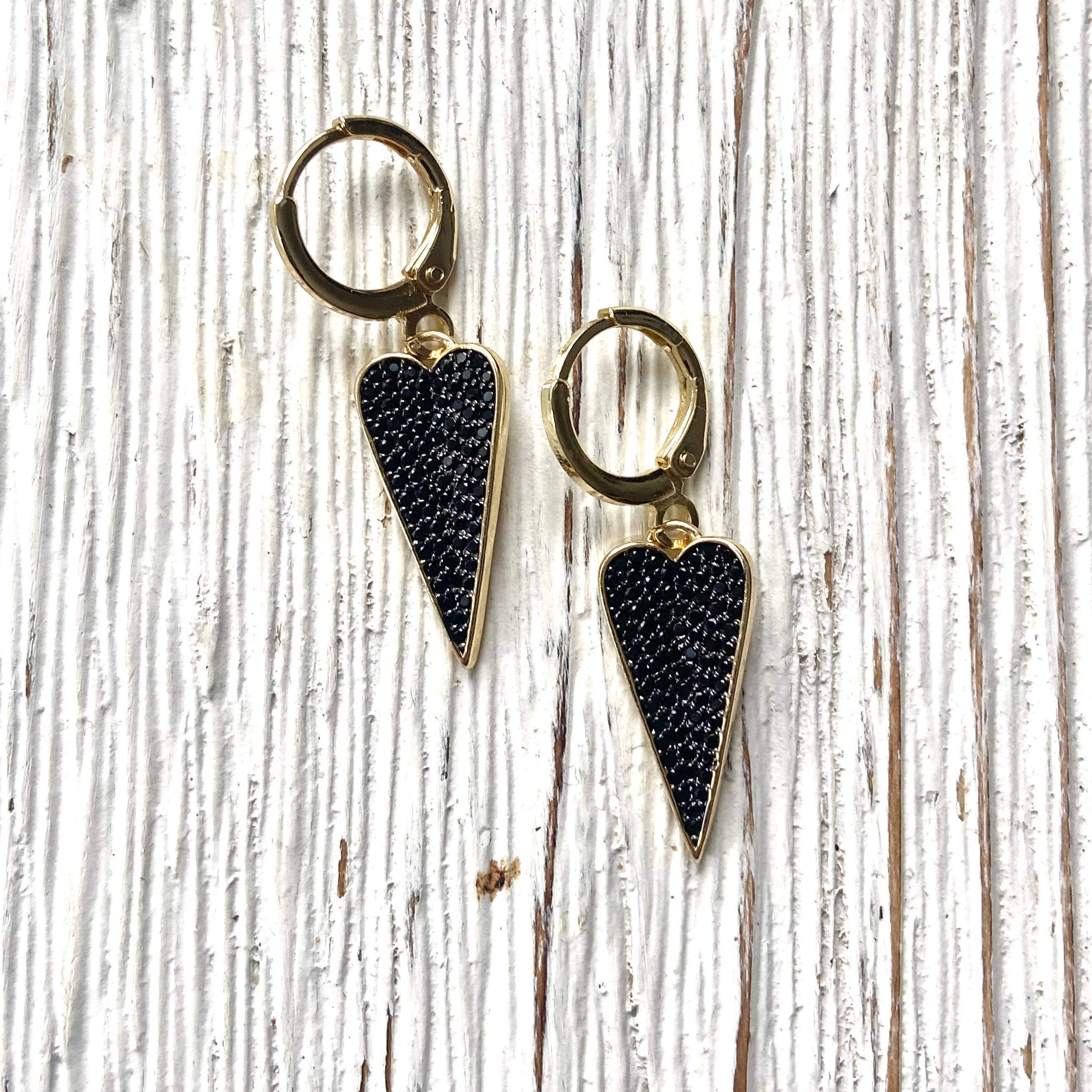 Black Crystal Heart Earring