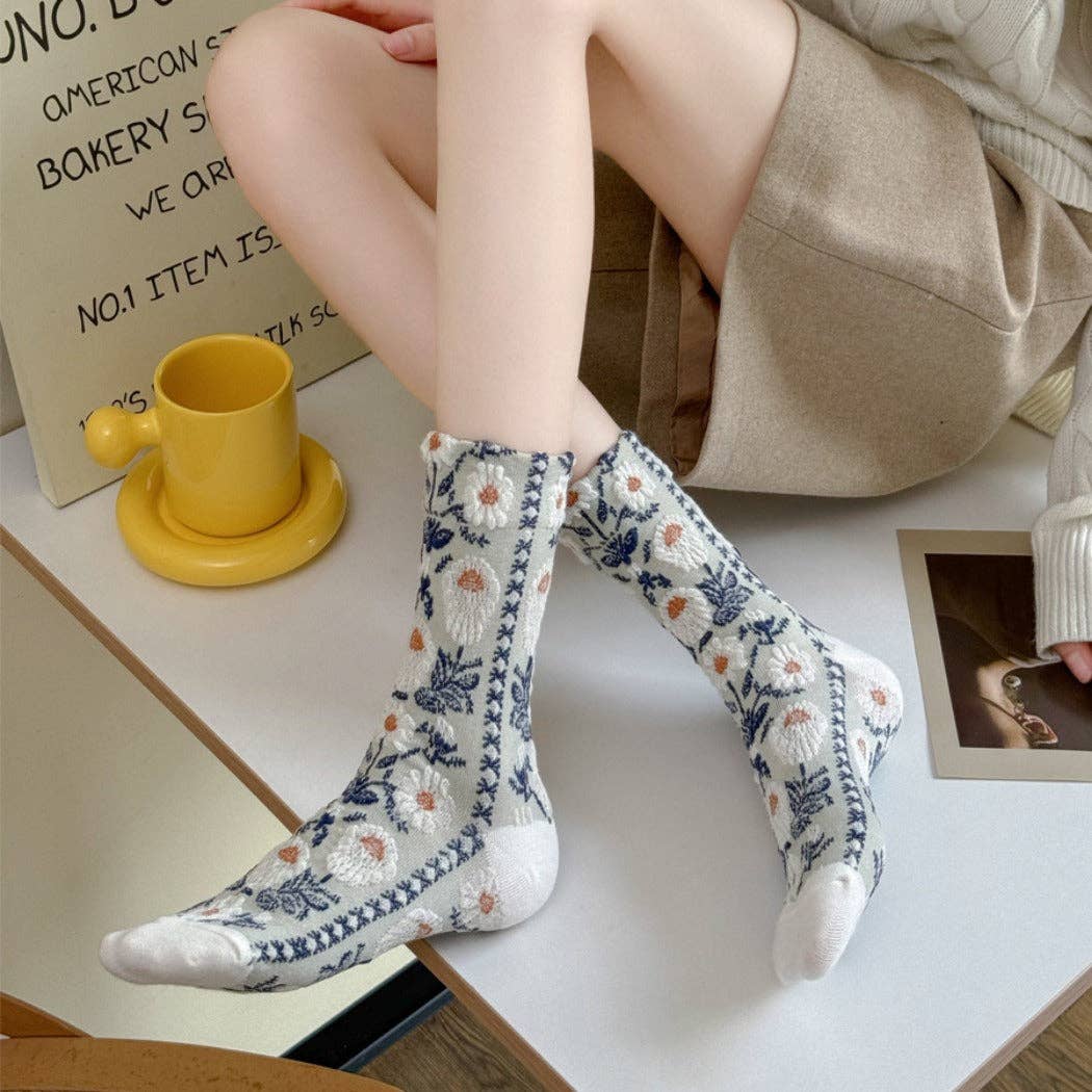 Oil Painting Floral Socks