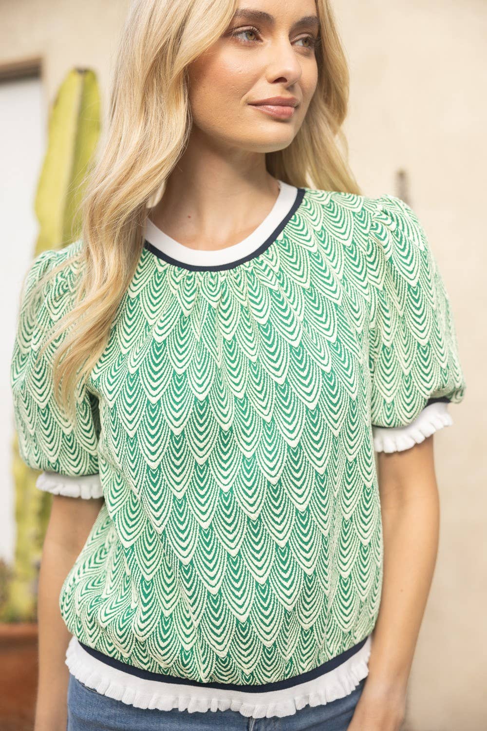 Wavy Pattern Knit Top