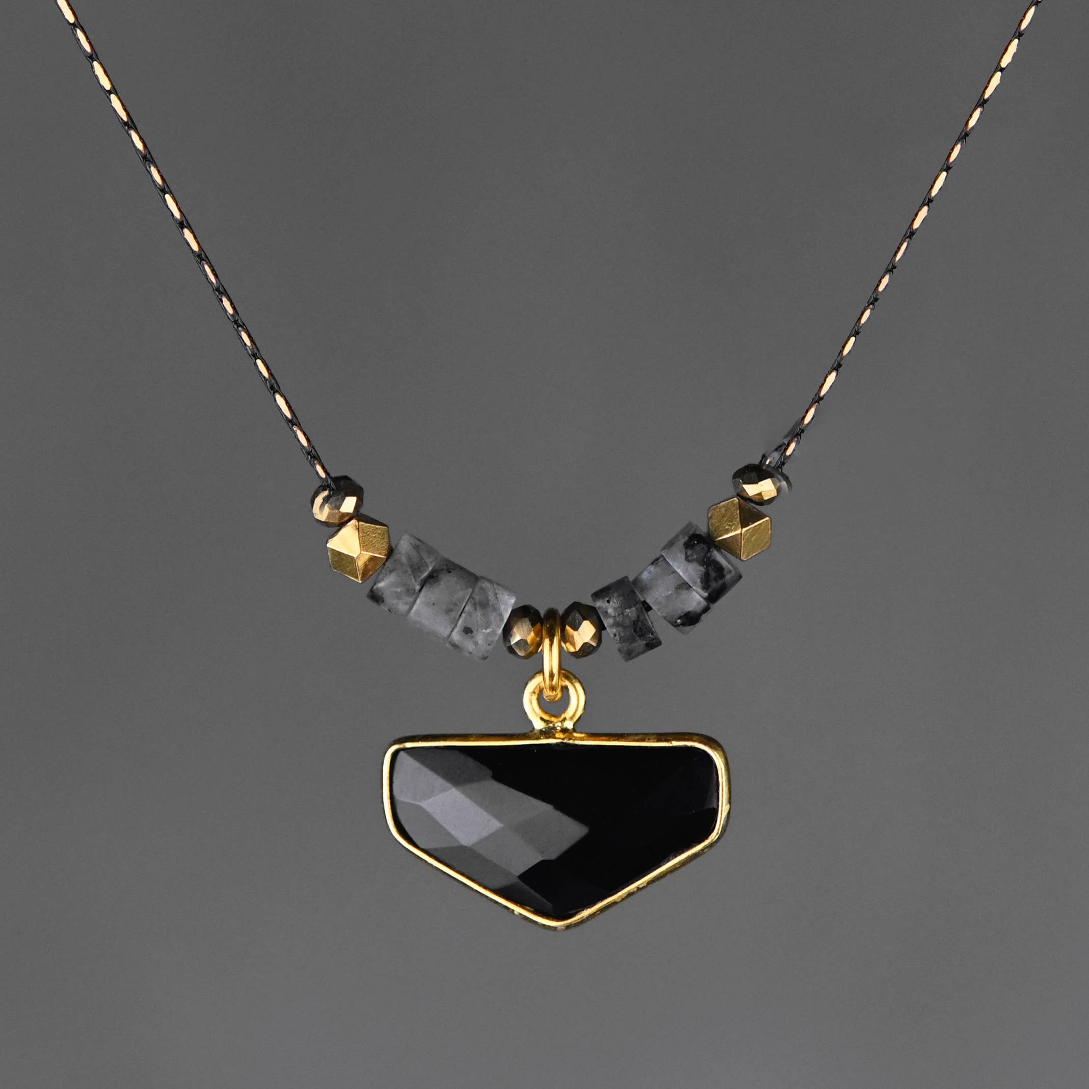 Black Onyx & Labradorite Heishi Necklace