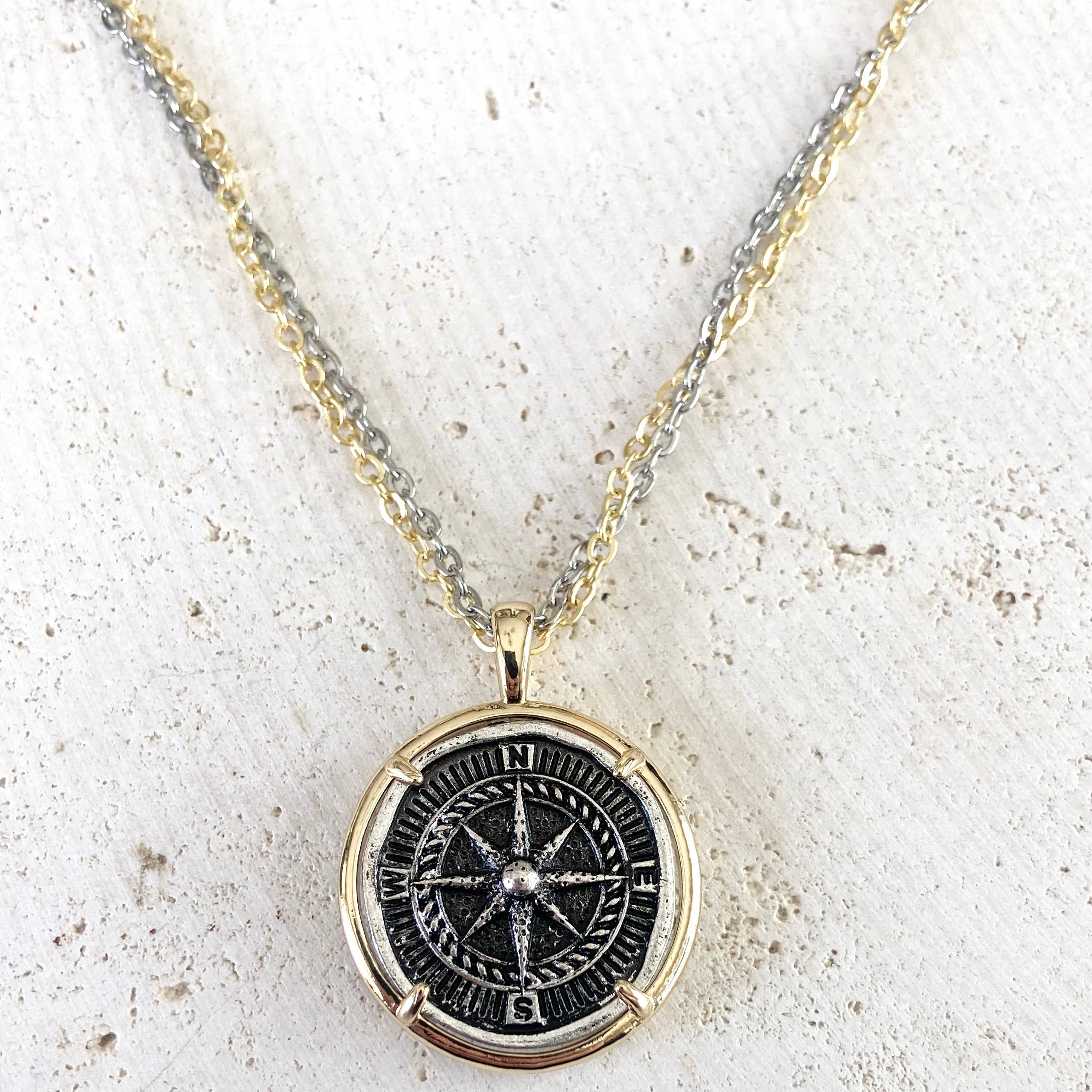 2 Toned Compass Necklace