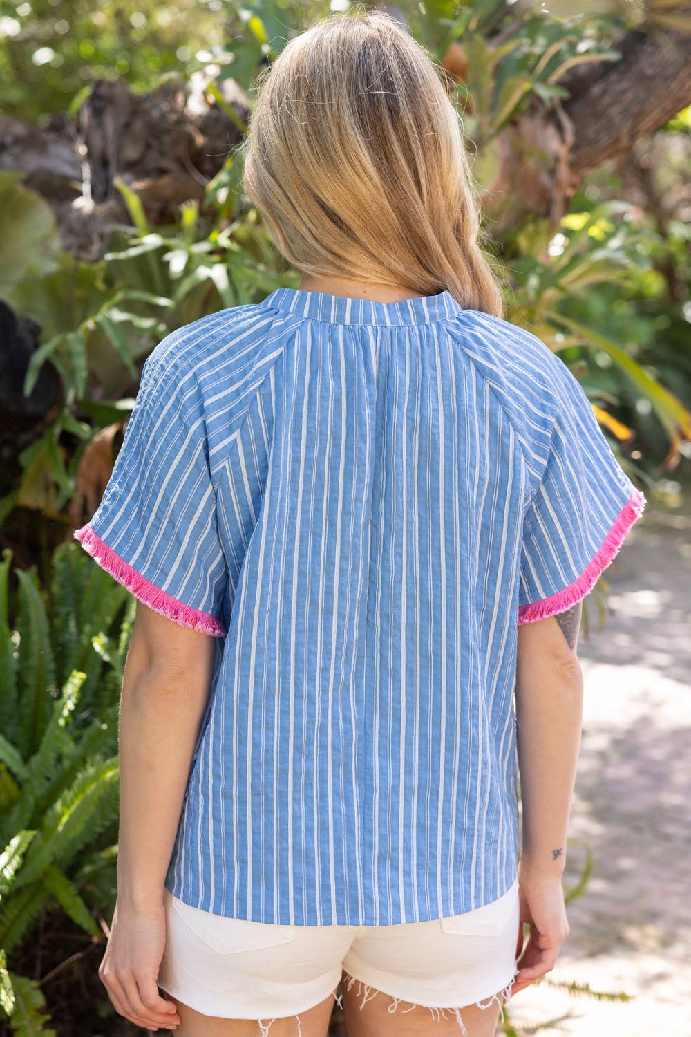 Fringe Detail Stripe Top