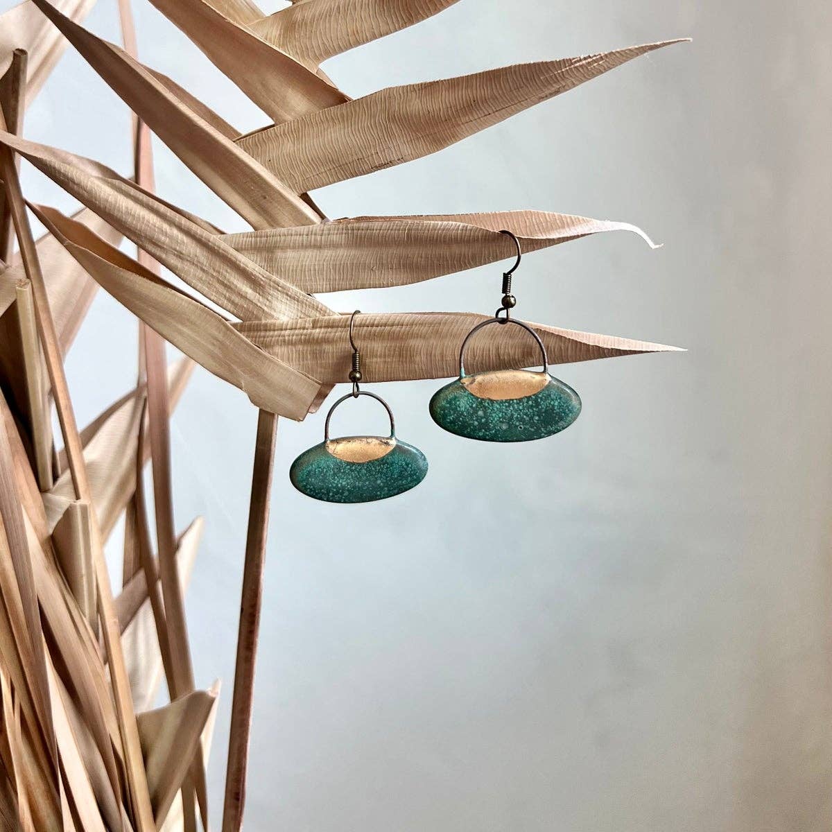 Patina Green Oval Earrings