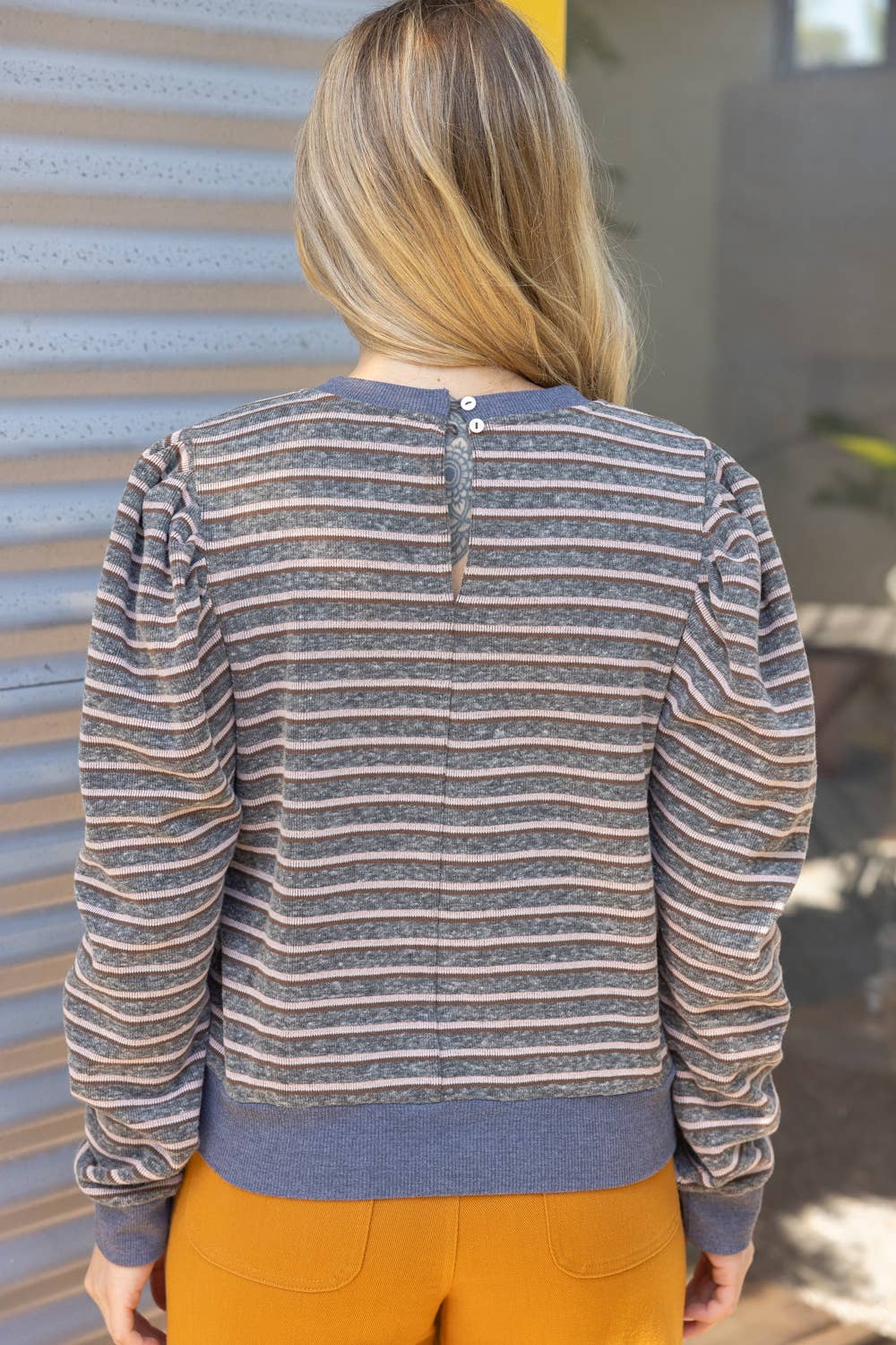 Puff Striped Knit Top
