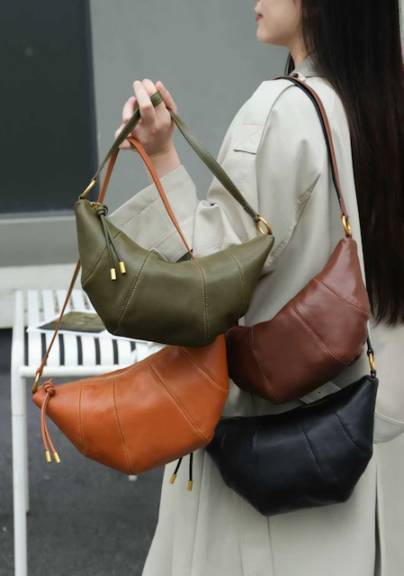 Leather & Stitch Detail Shoulder/Crossbody Bag