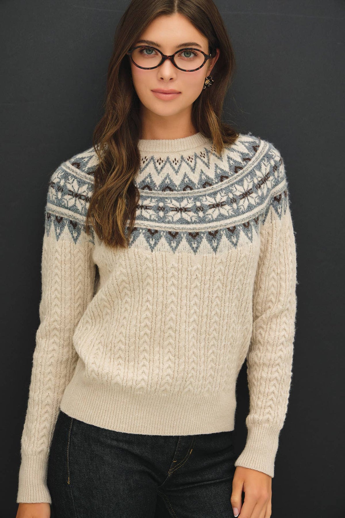NORDIC JACUARD CABLE SWEATER