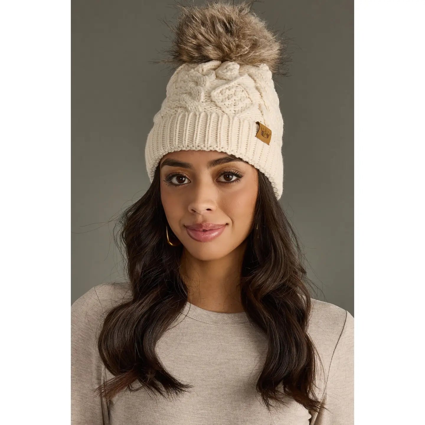 Cable Knit Pom Hat