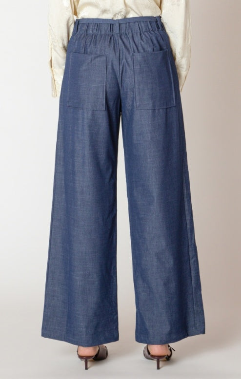 Belted Denim Effect Pant
