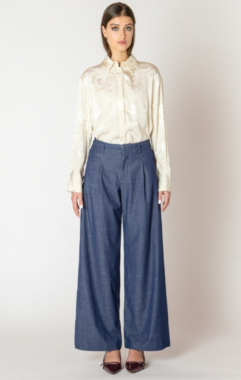 Belted Denim Effect Pant