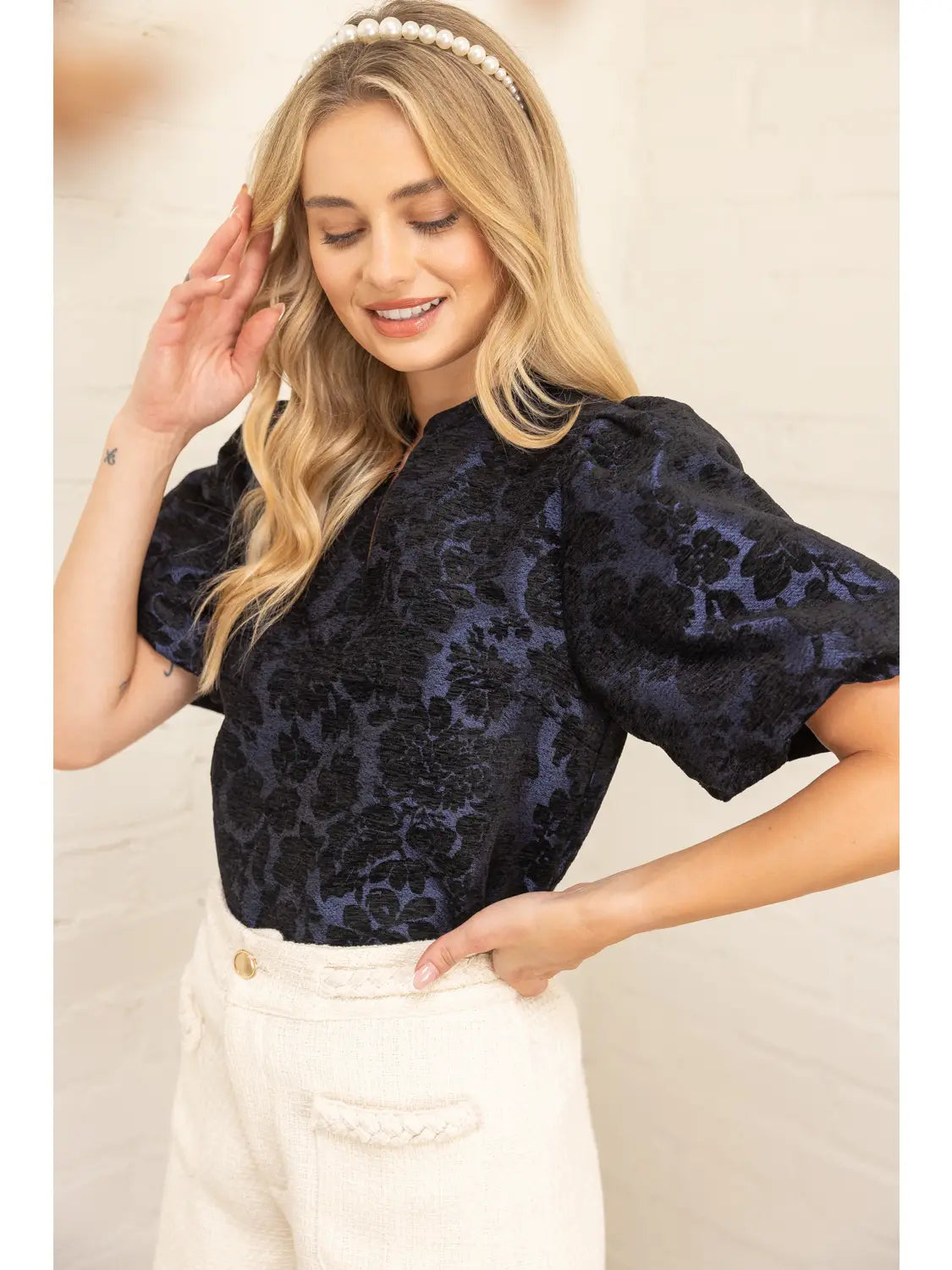 Floral Velvet Jacquard Top