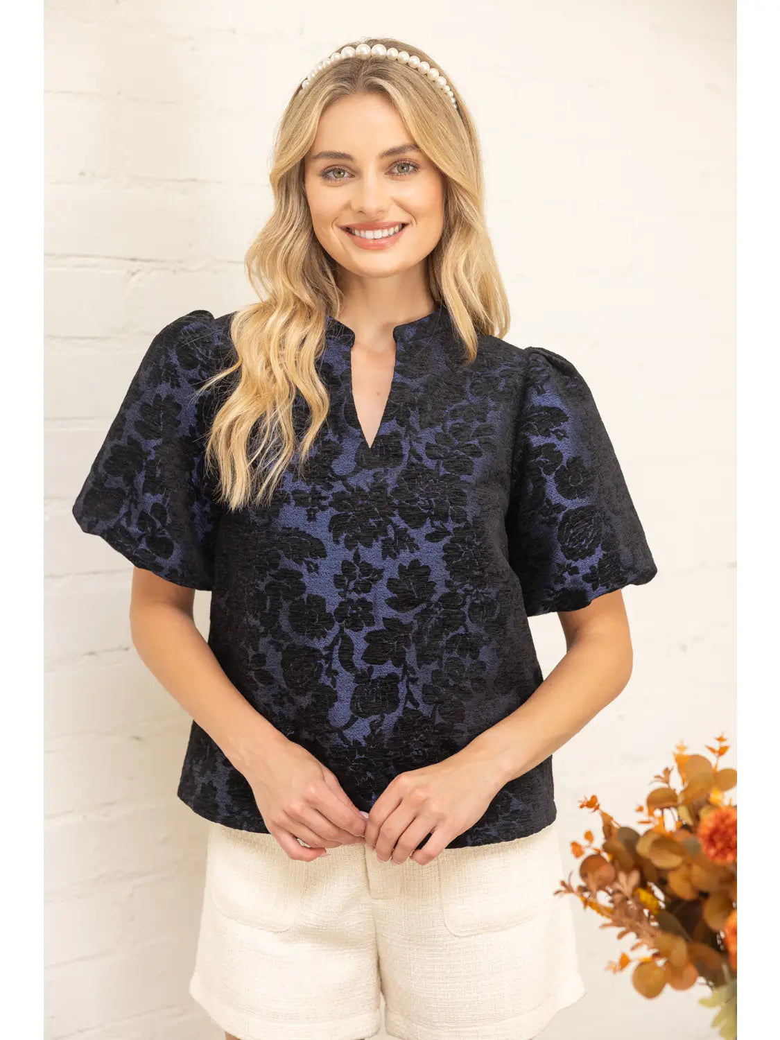 Floral Velvet Jacquard Top