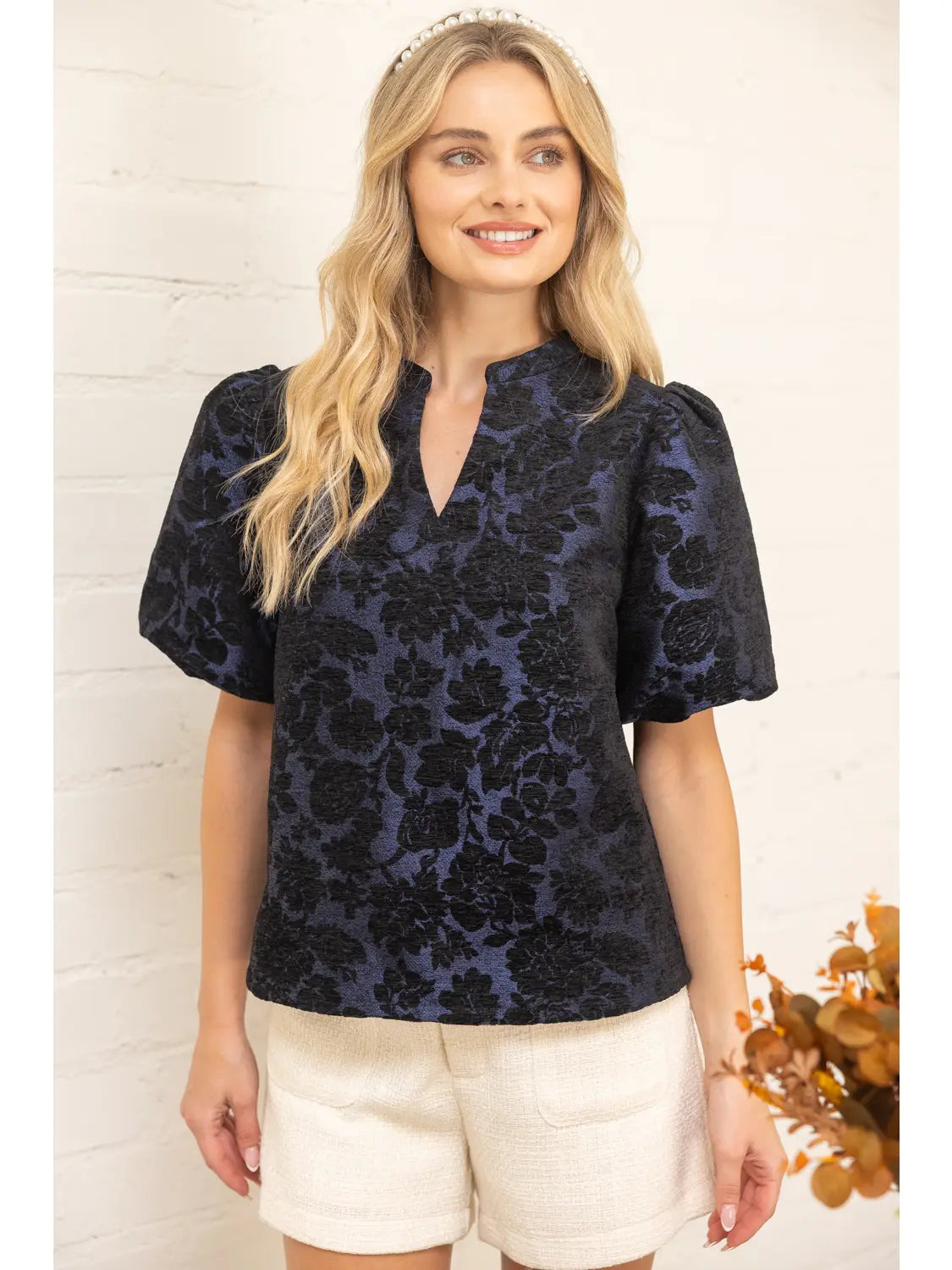 Floral Velvet Jacquard Top