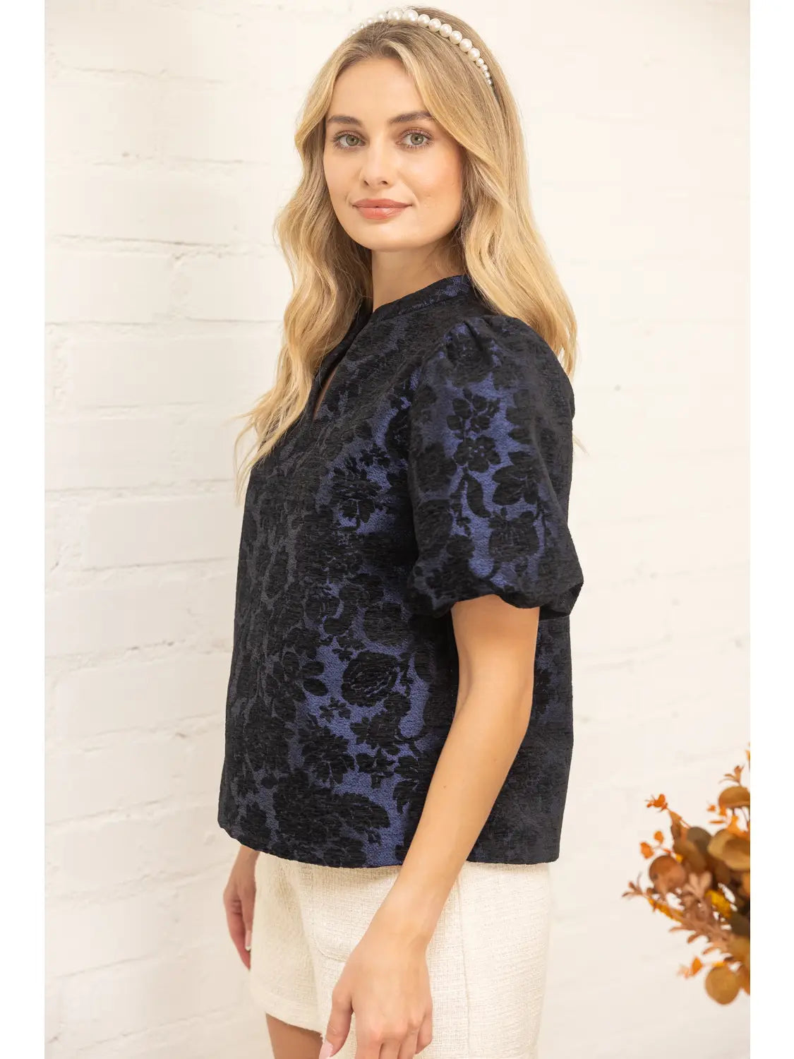 Floral Velvet Jacquard Top