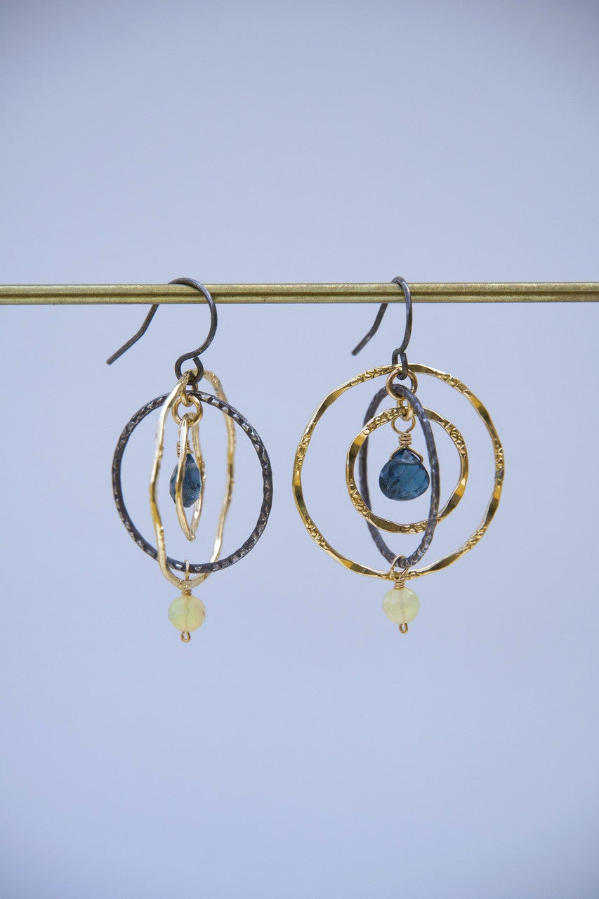 Triple Circle w/Kyanite & Opal Earrings