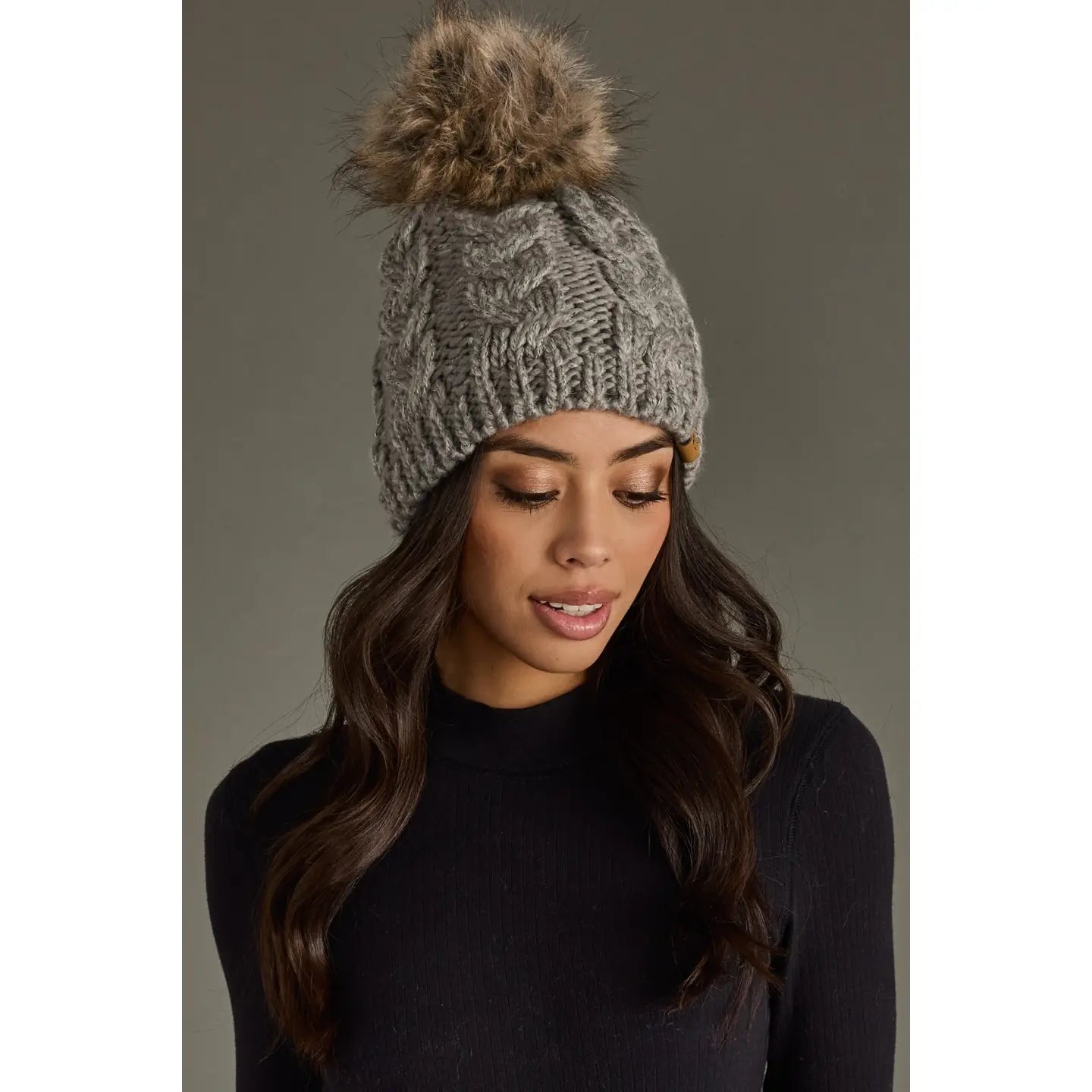 Cable Knit Pom Hat