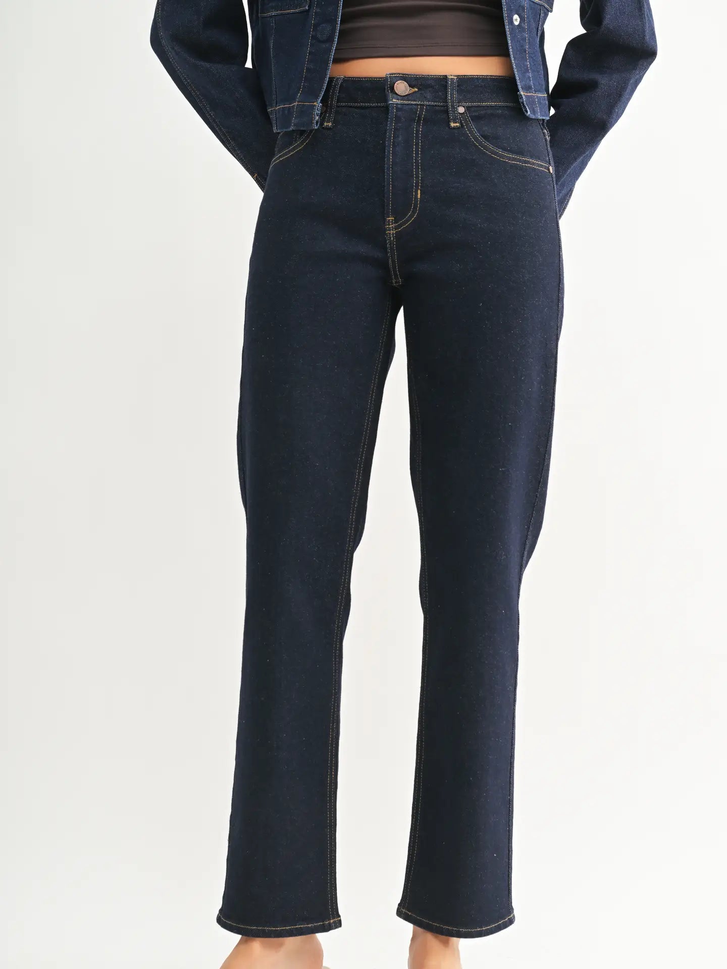 Mid Rise Straight Leg Jean