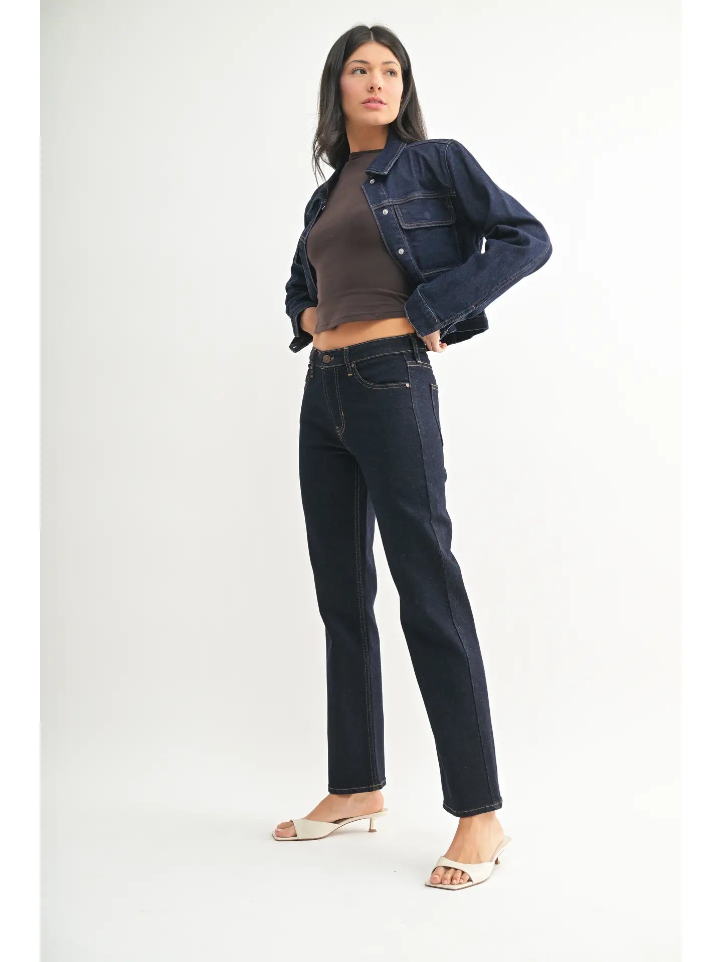 Mid Rise Straight Leg Jean