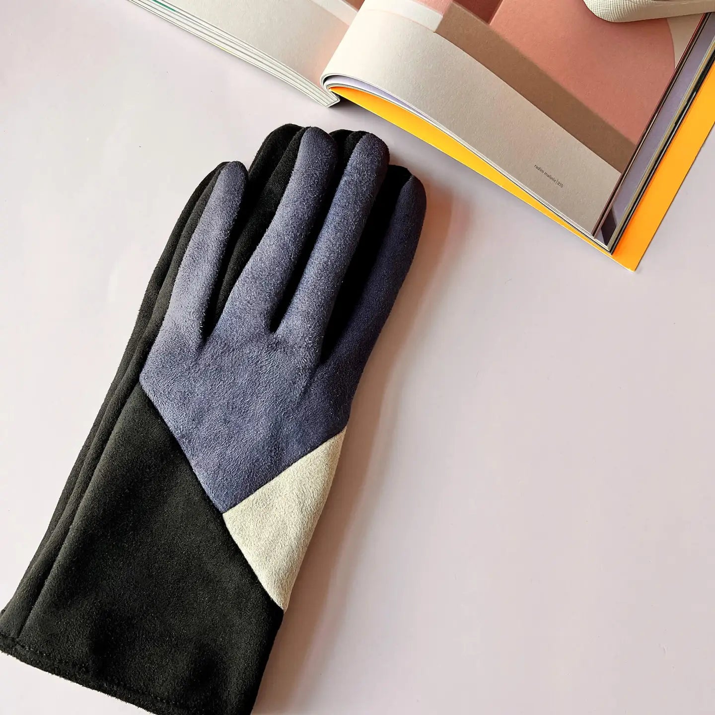 Colour Block Suede Glove