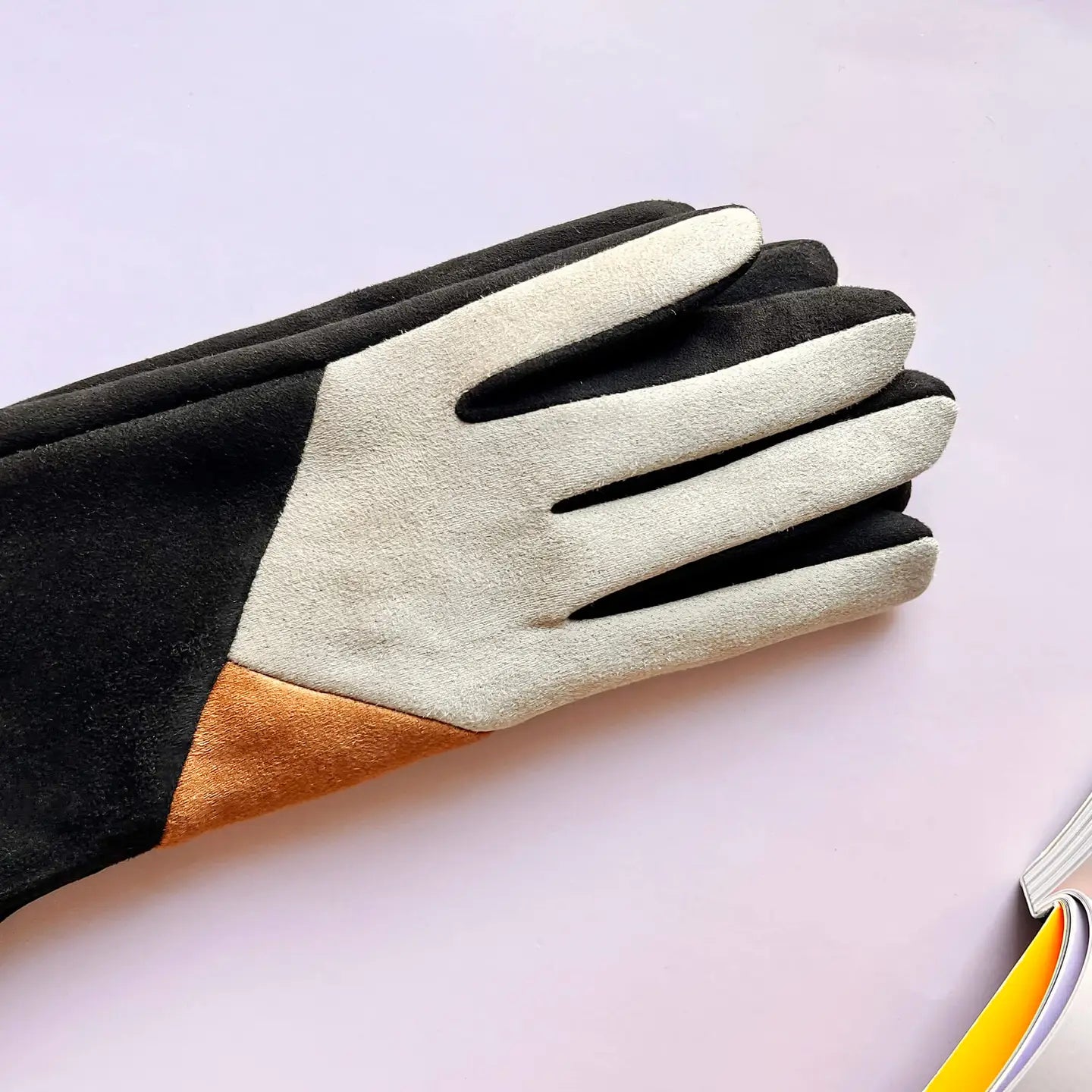 Colour Block Suede Glove