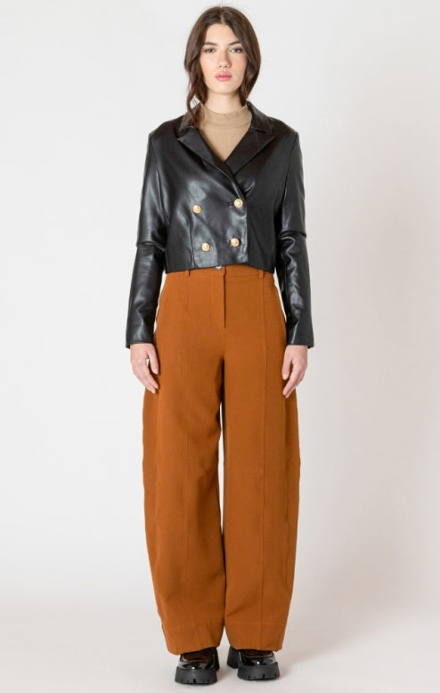 Faux Leather Cropped Jacket