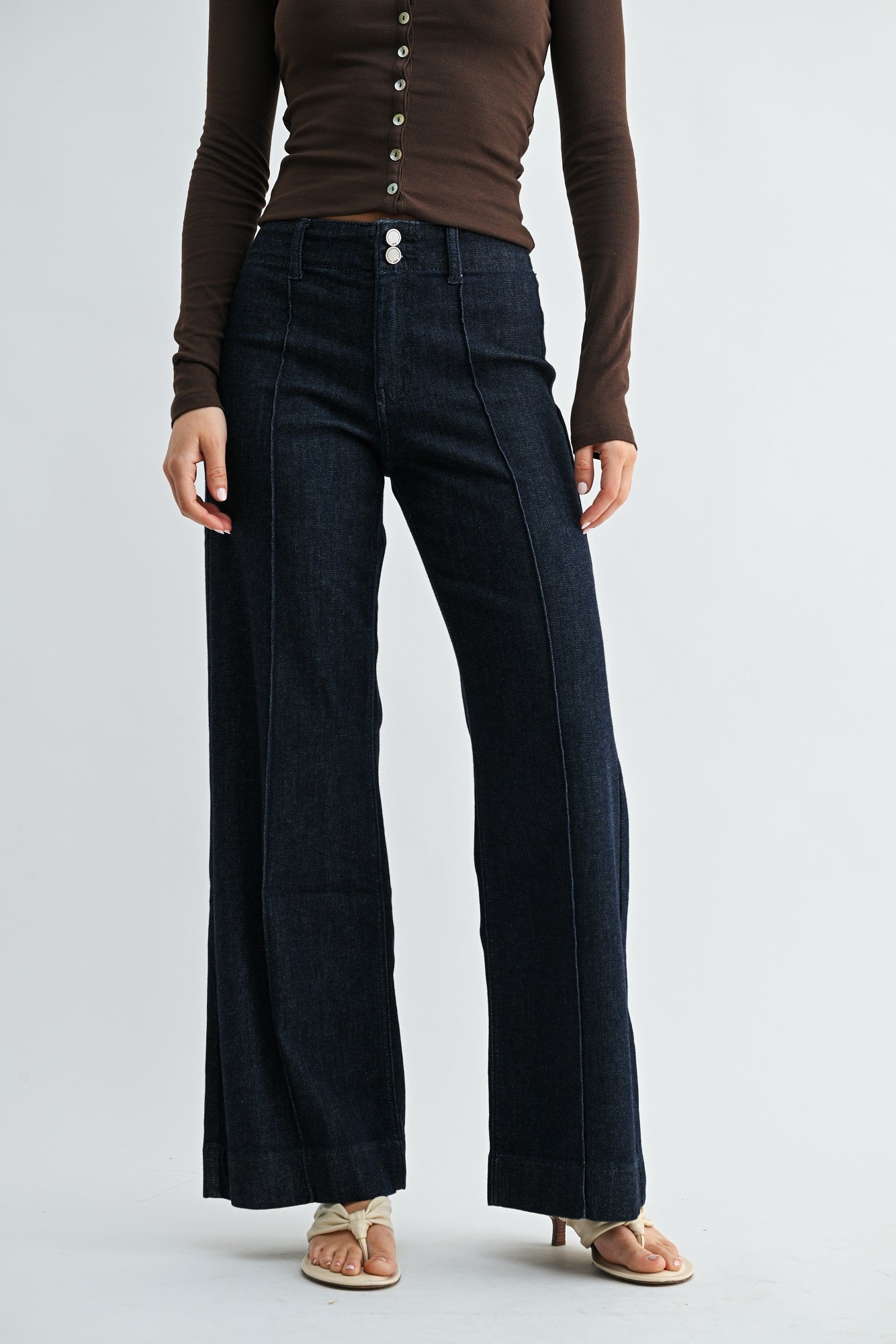 Pintuck Denim Trousers