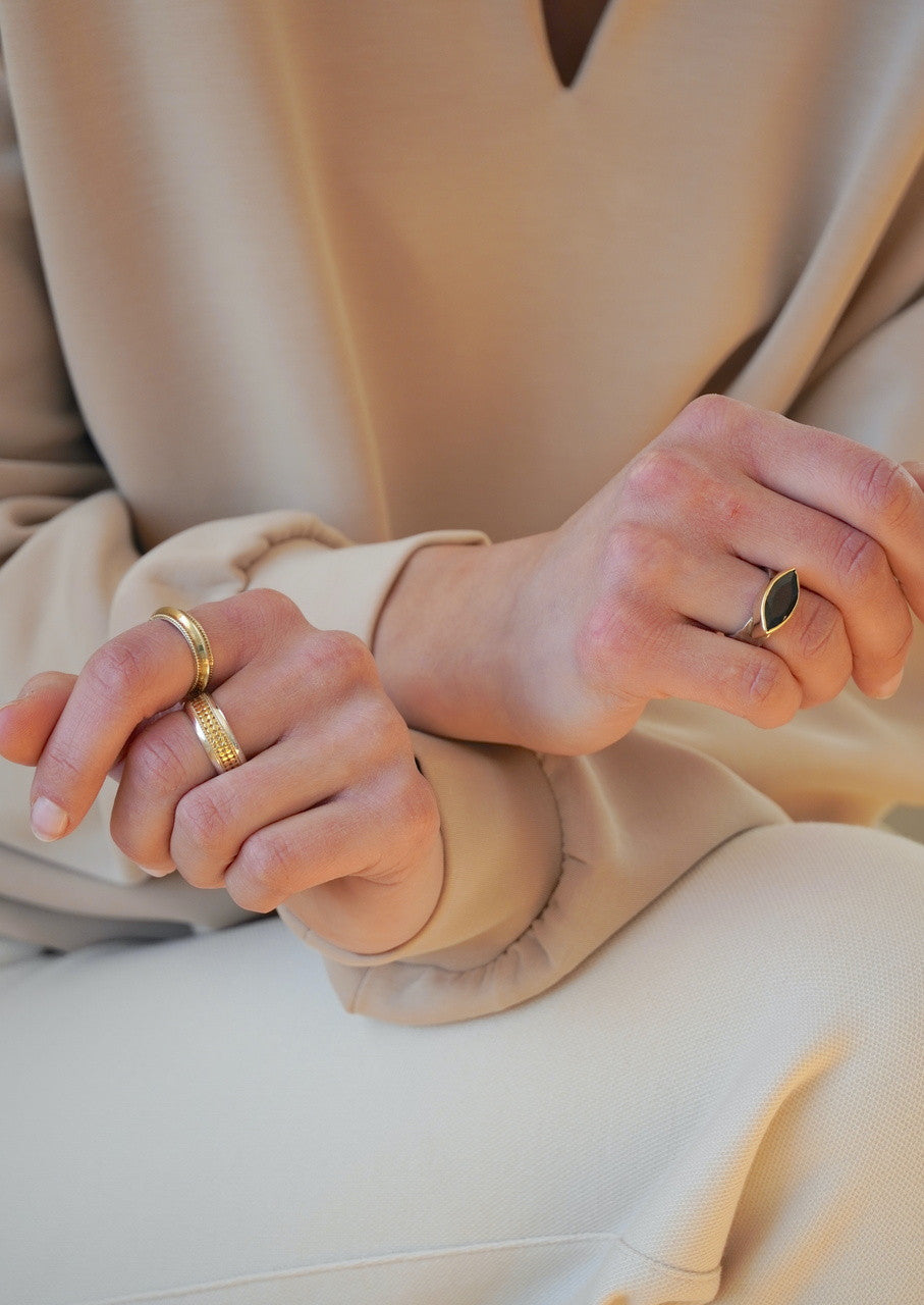 SS 14K GARNET RING