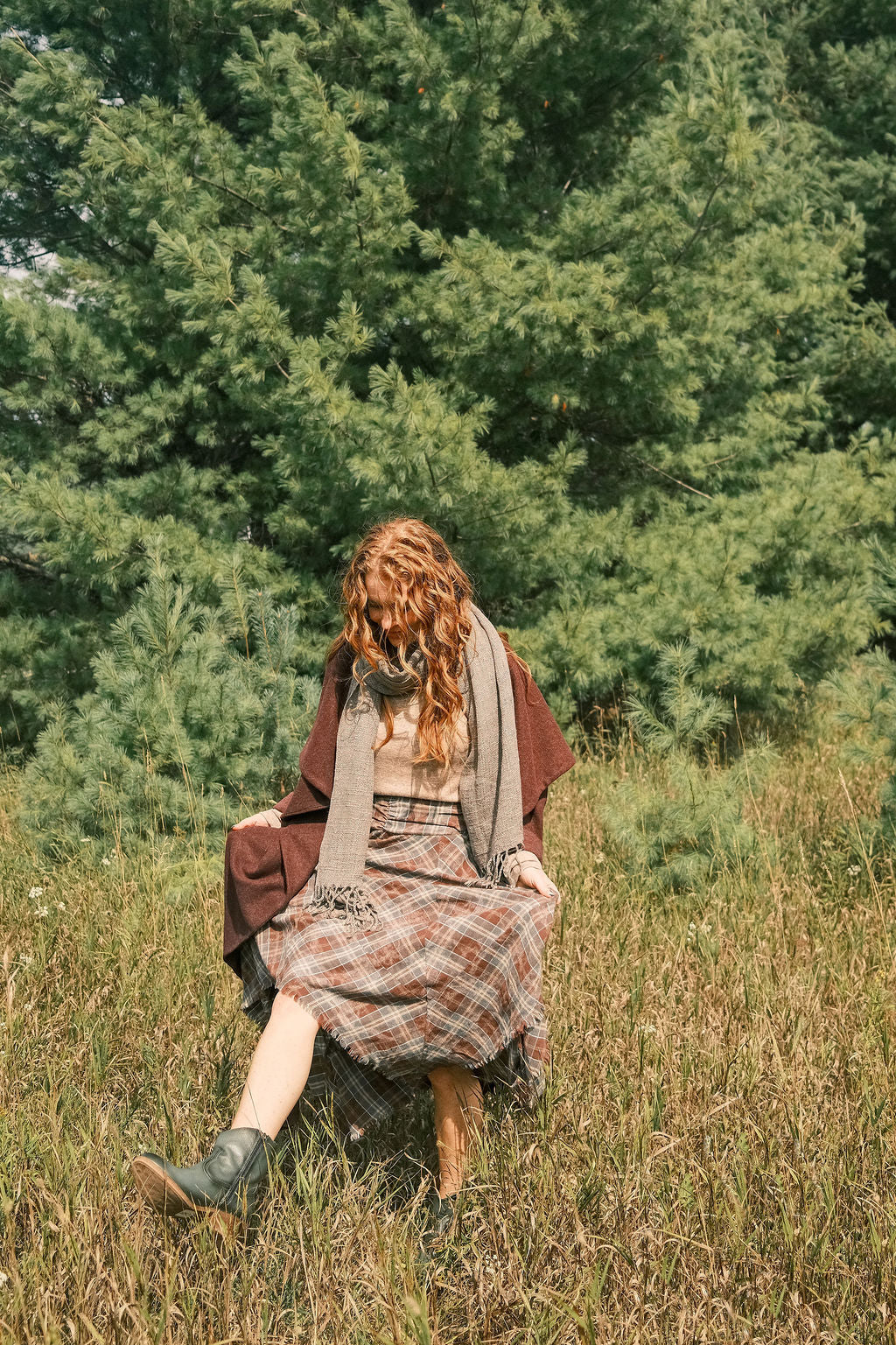 Flannel Midi Skirt