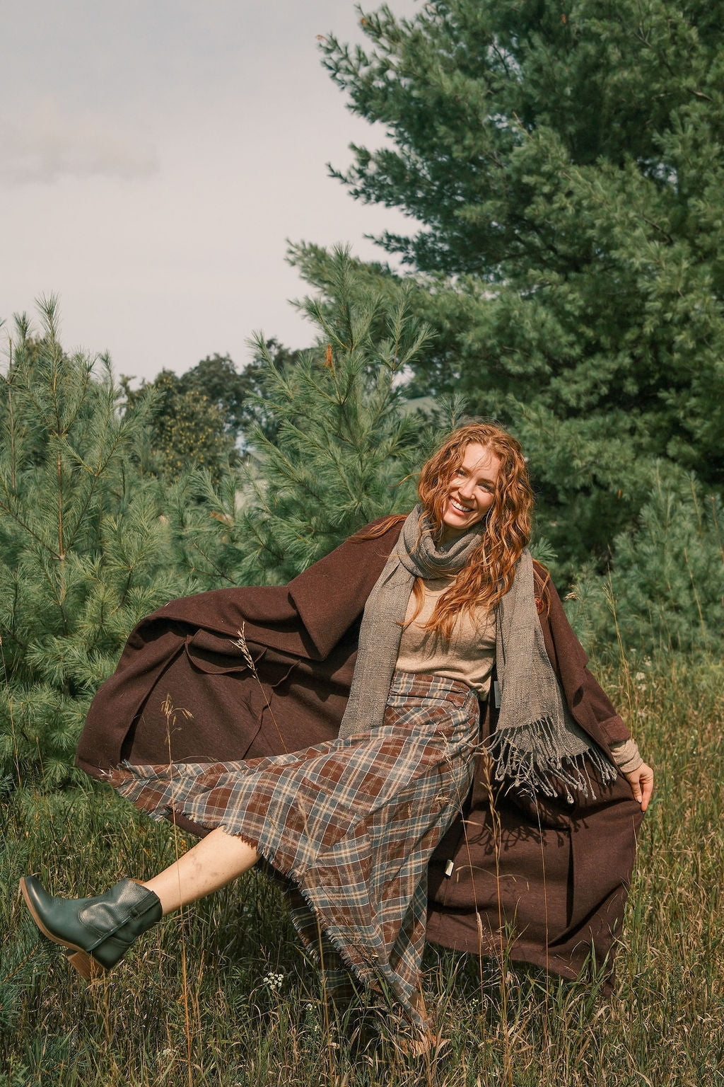 Flannel Midi Skirt