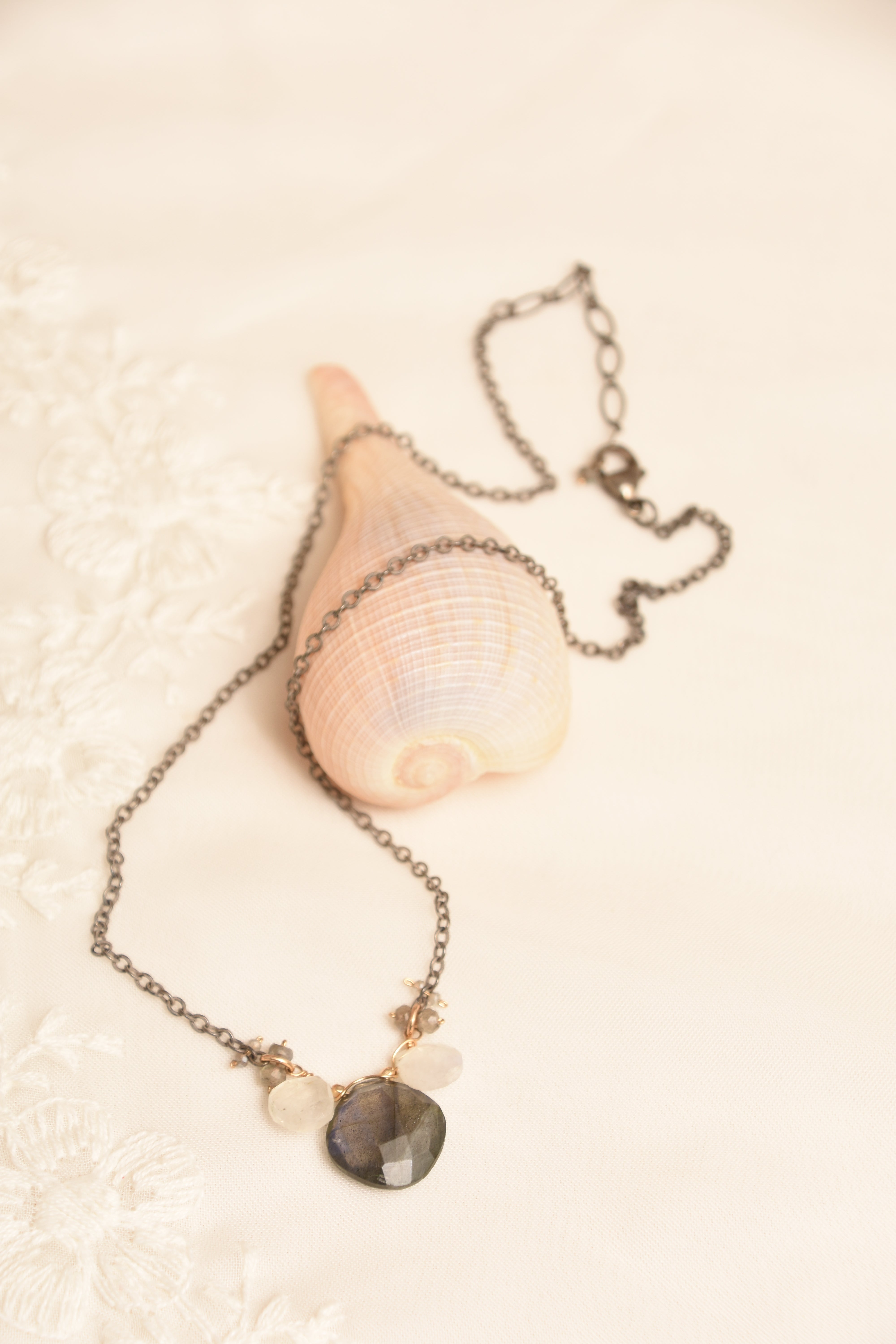 Lab & Moon Pendant Necklace