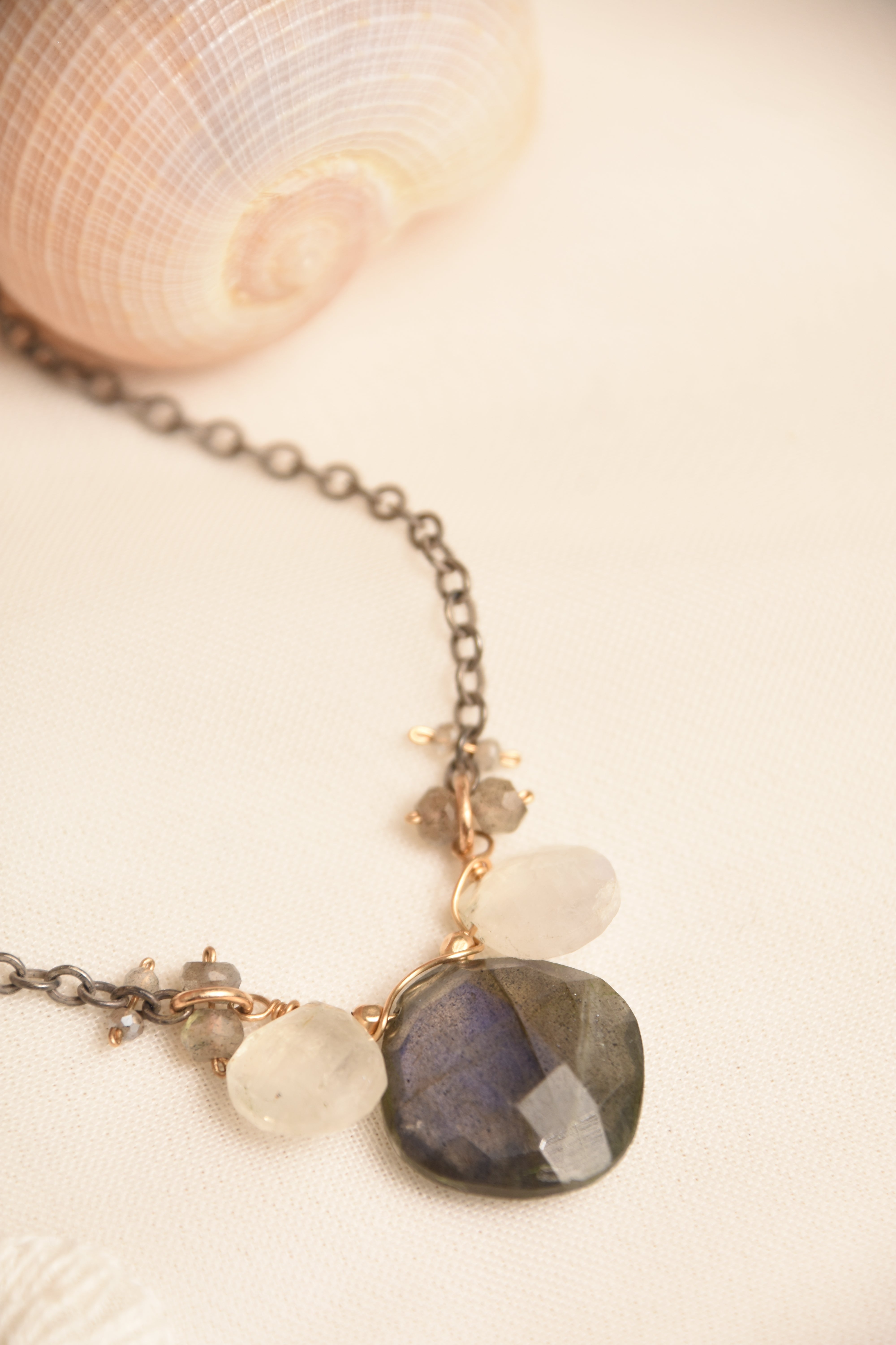 Lab & Moon Pendant Necklace