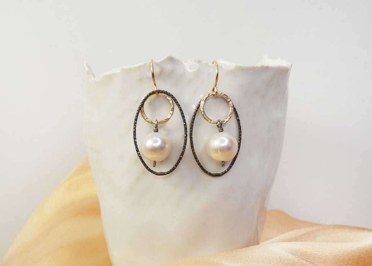 Ovals w/Pearls Earrings