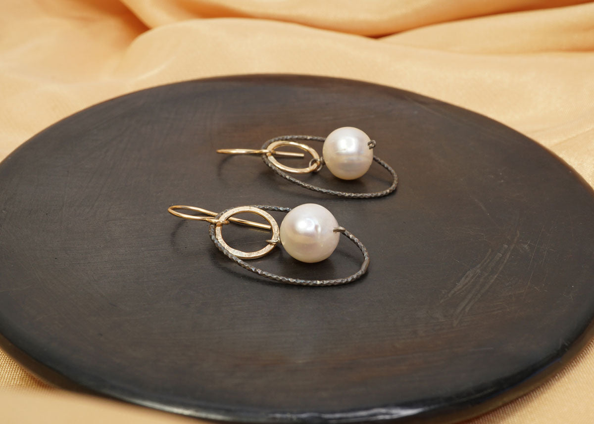 Ovals w/Pearls Earrings