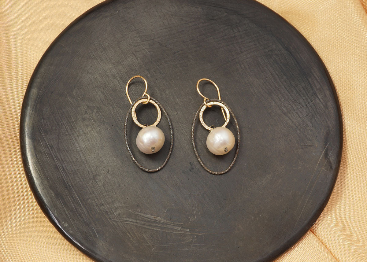 Ovals w/Pearls Earrings