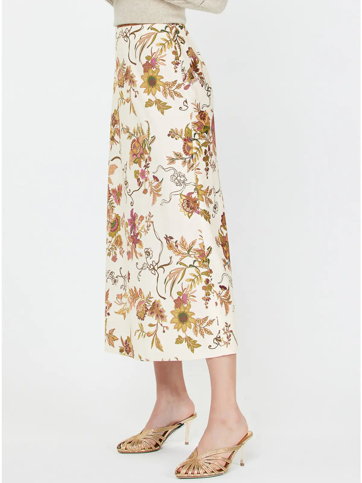 Floral Motif Midi Skirt