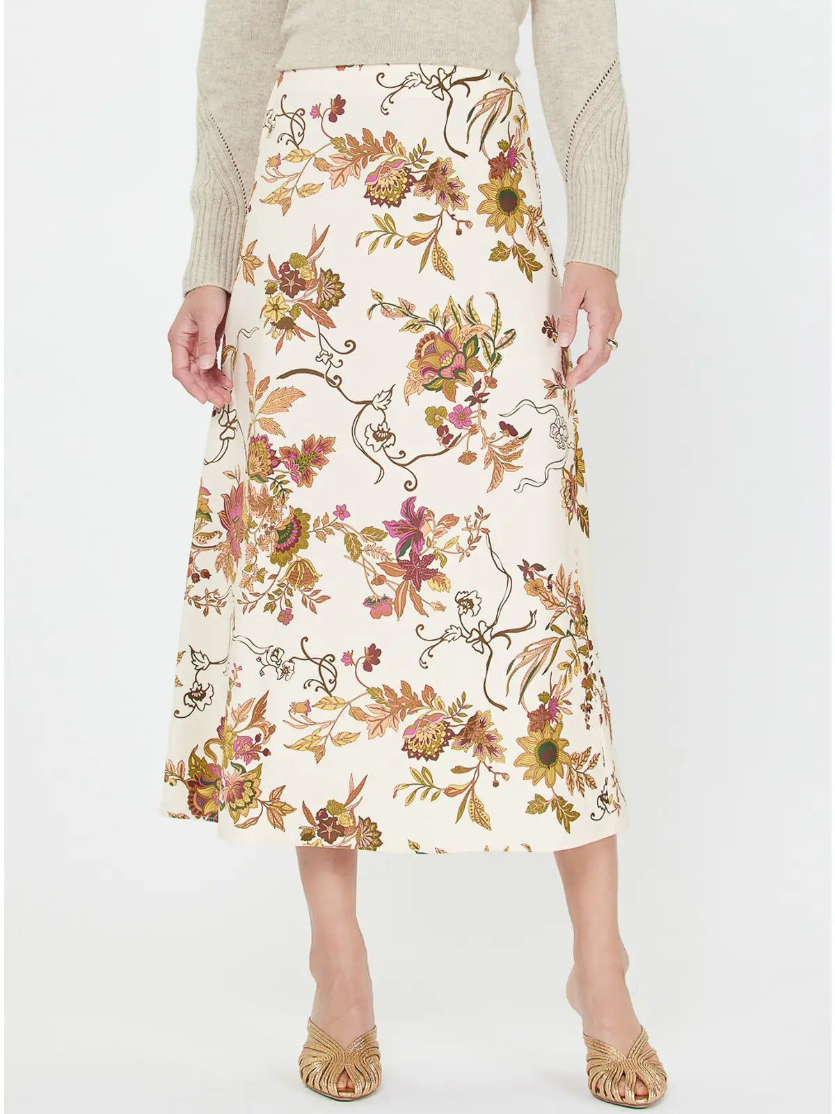 Floral Motif Midi Skirt